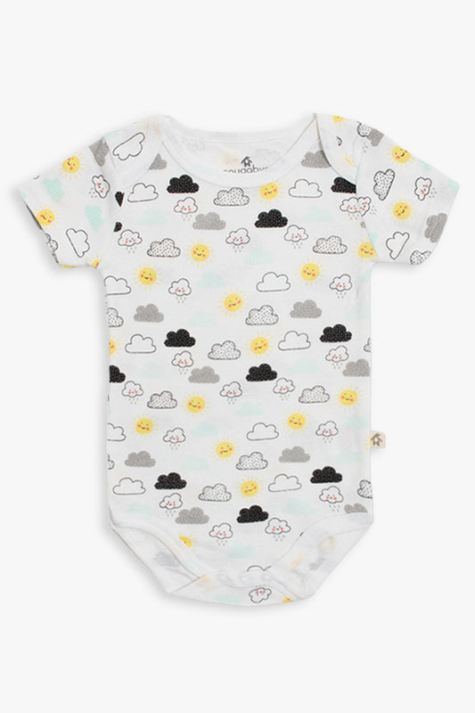 Snugabye Black & White White Cloud Short Sleeve Bodysuit