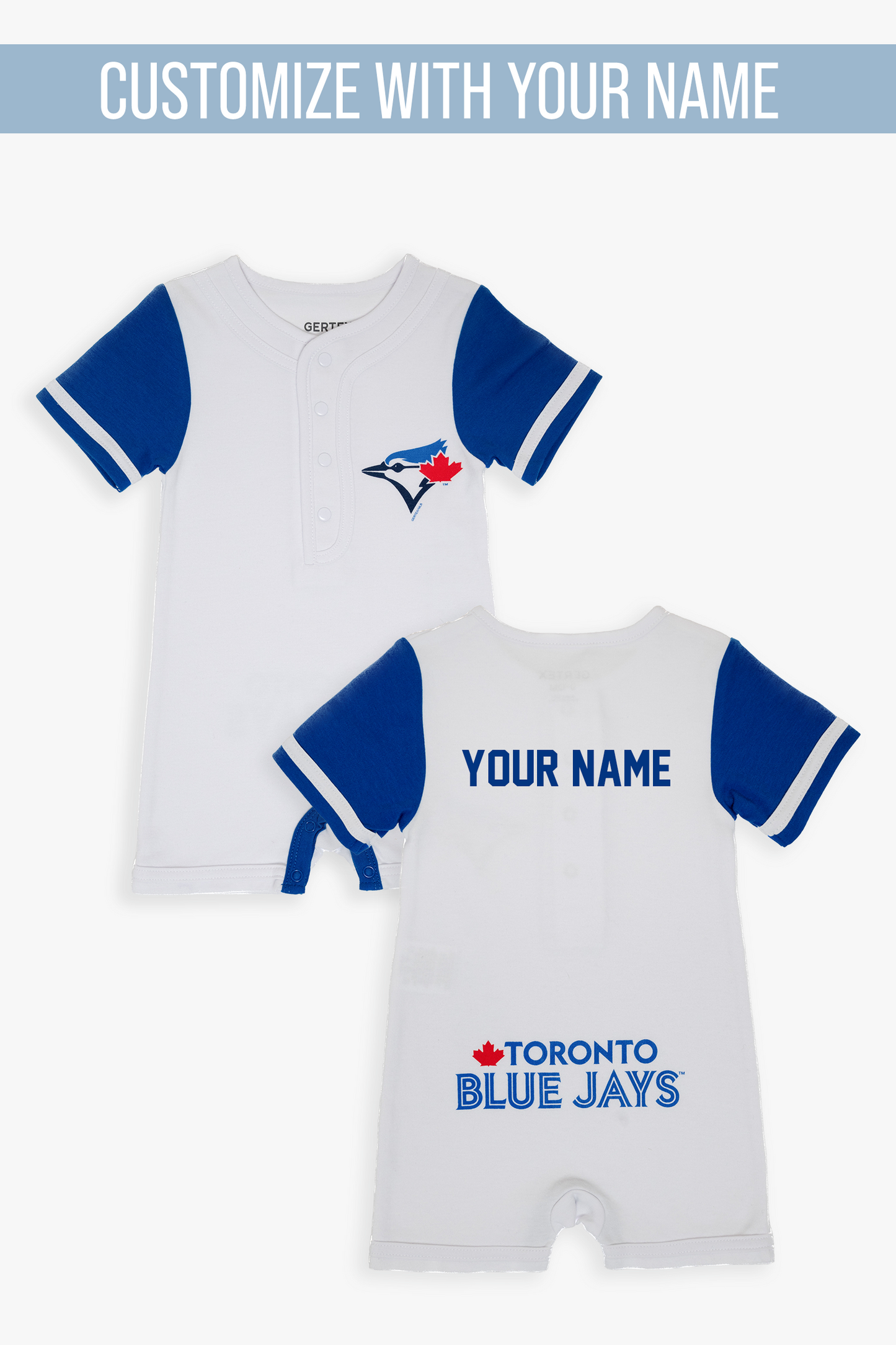 Gertex Customizable MLB Toronto Blue Jays Baby White Romper