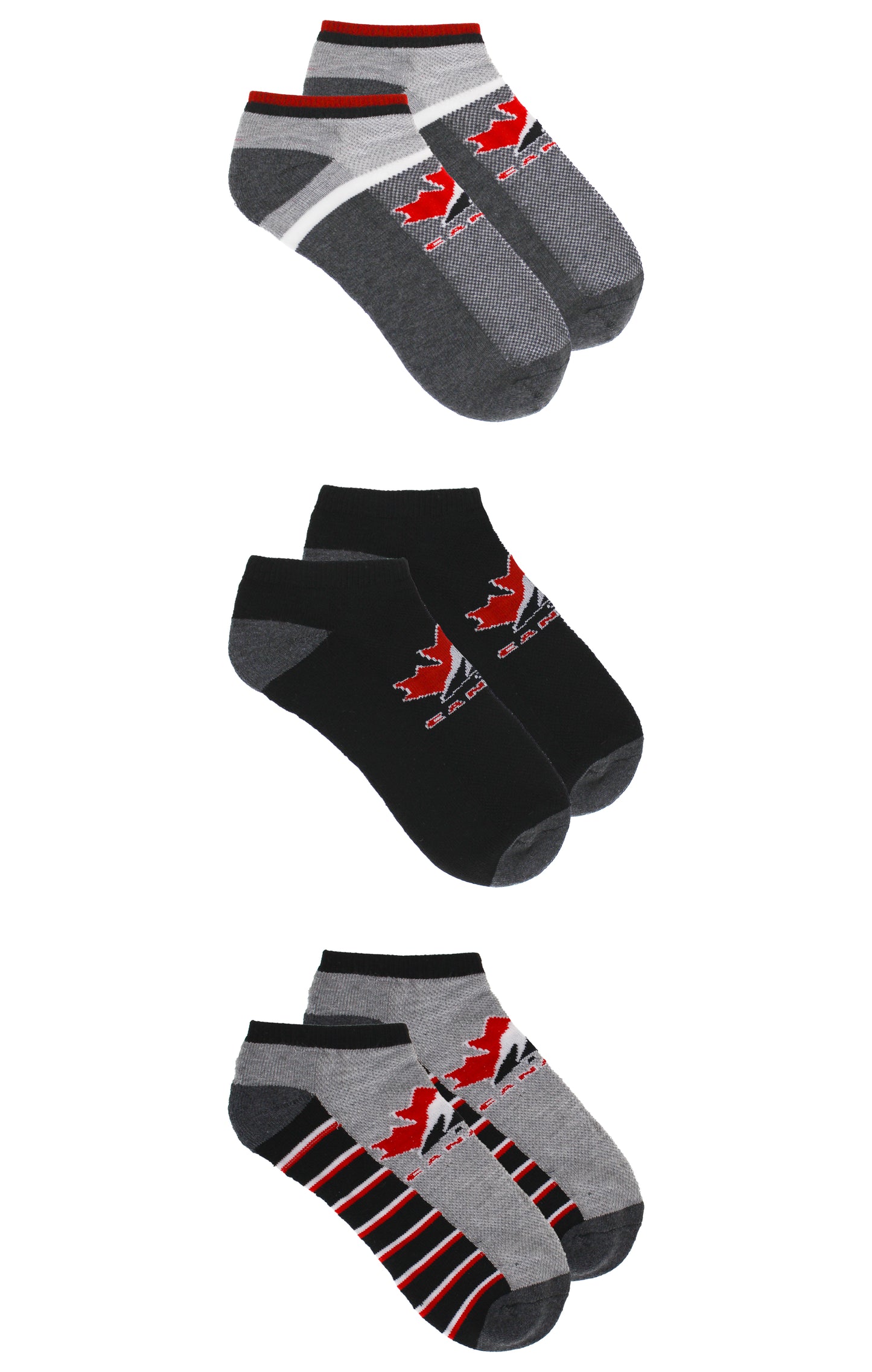 Hockey Canada Men's 3-Pack Half Terry No Show Socks