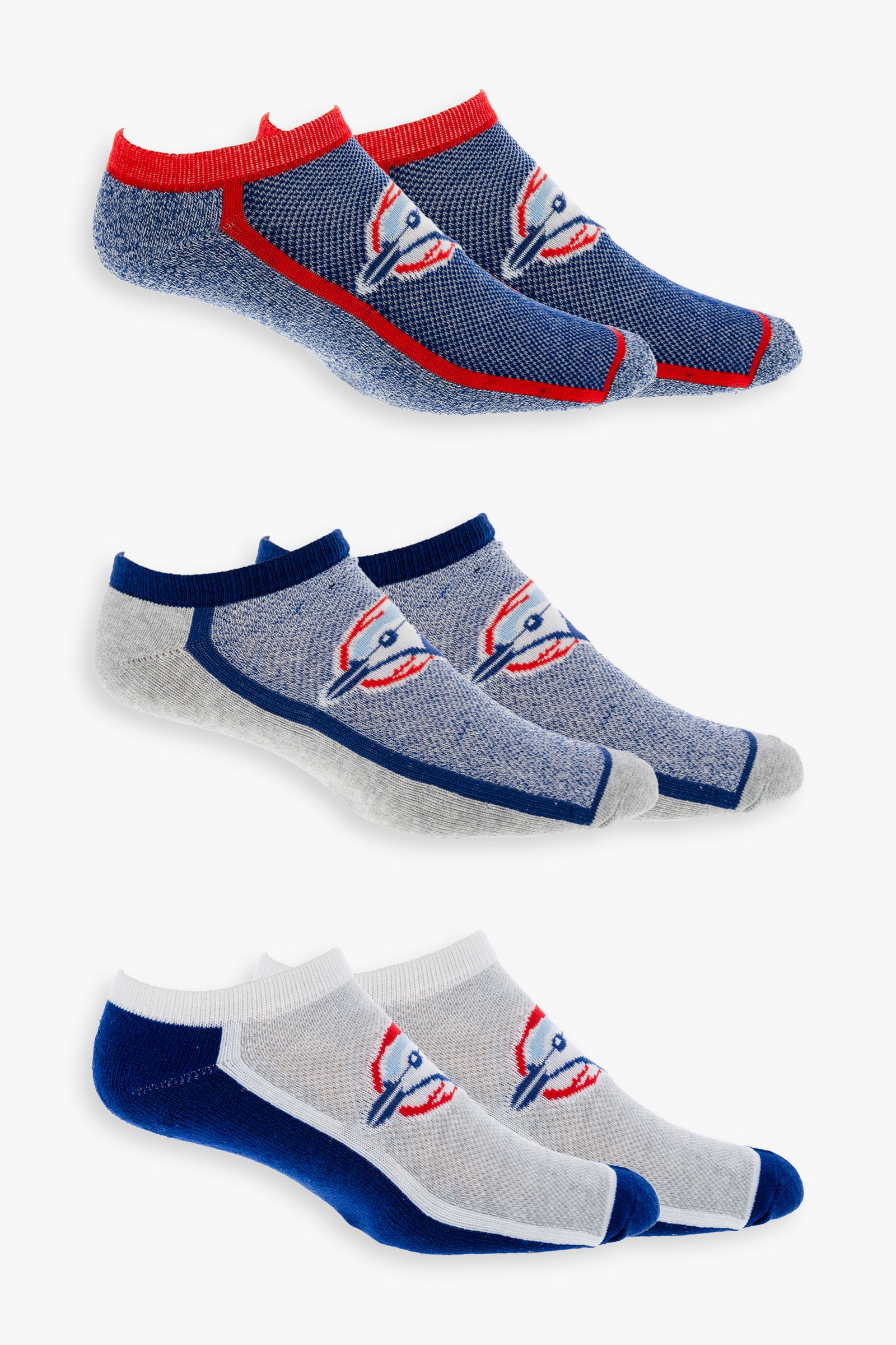 Gertex MLB Toronto Blue Jays Men's 3-Pack Cooperstown Collection No Show Ankle Socks