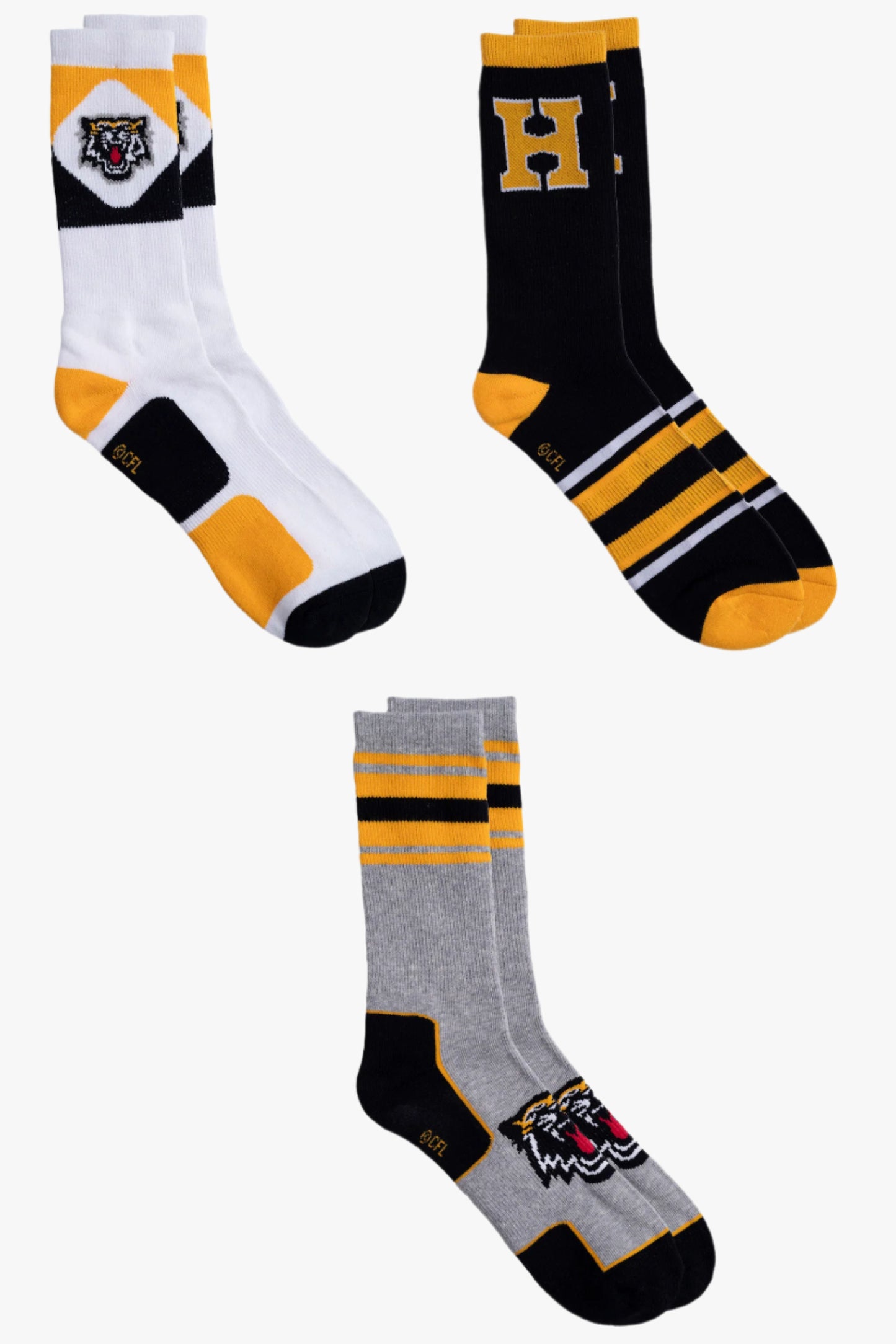 CFL Men's 3-Pack Cotton Crew Socks With Ribbed, Arch Support, Cushioned Sole