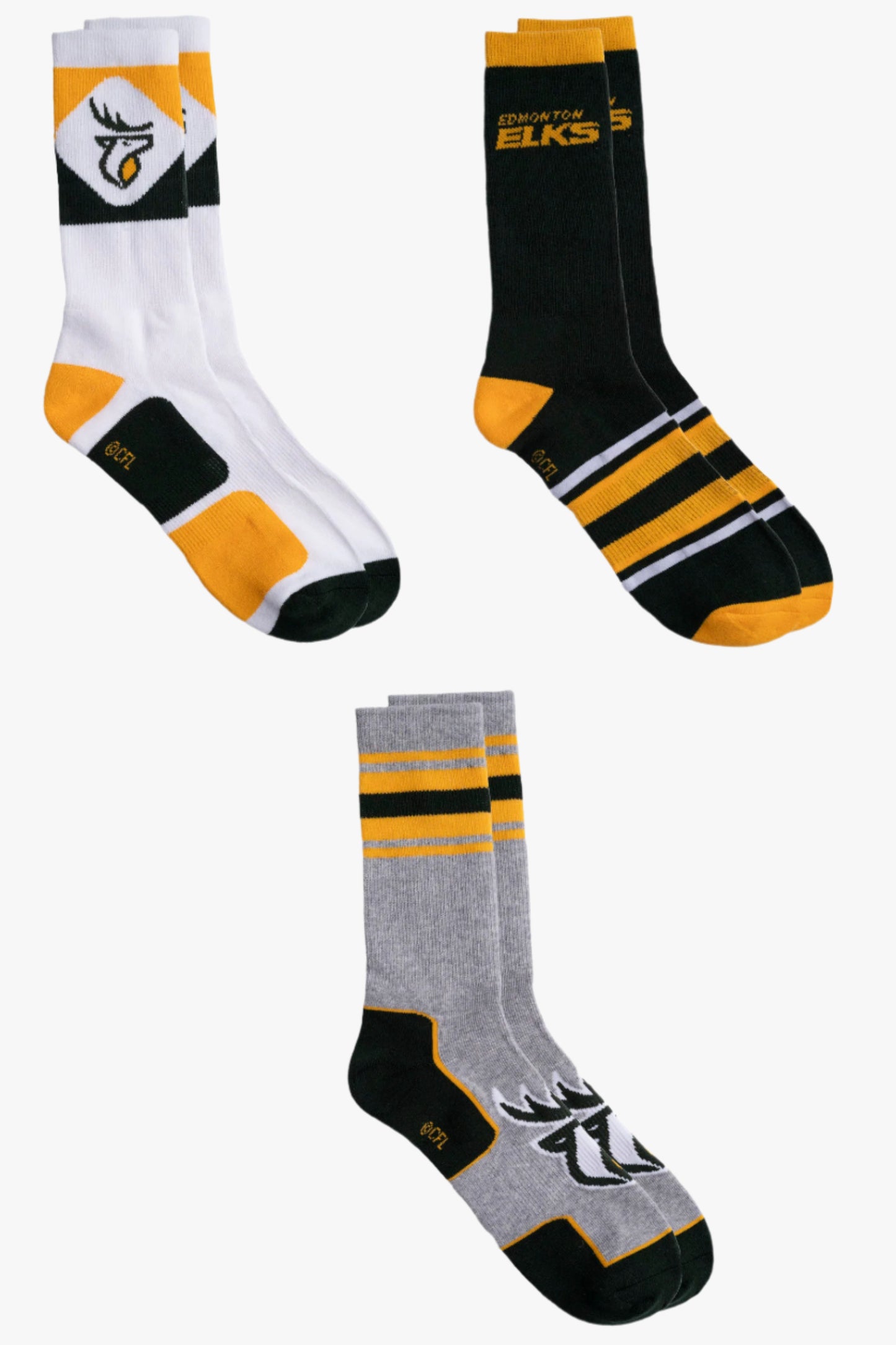 CFL Men's 3-Pack Cotton Crew Socks With Ribbed, Arch Support, Cushioned Sole
