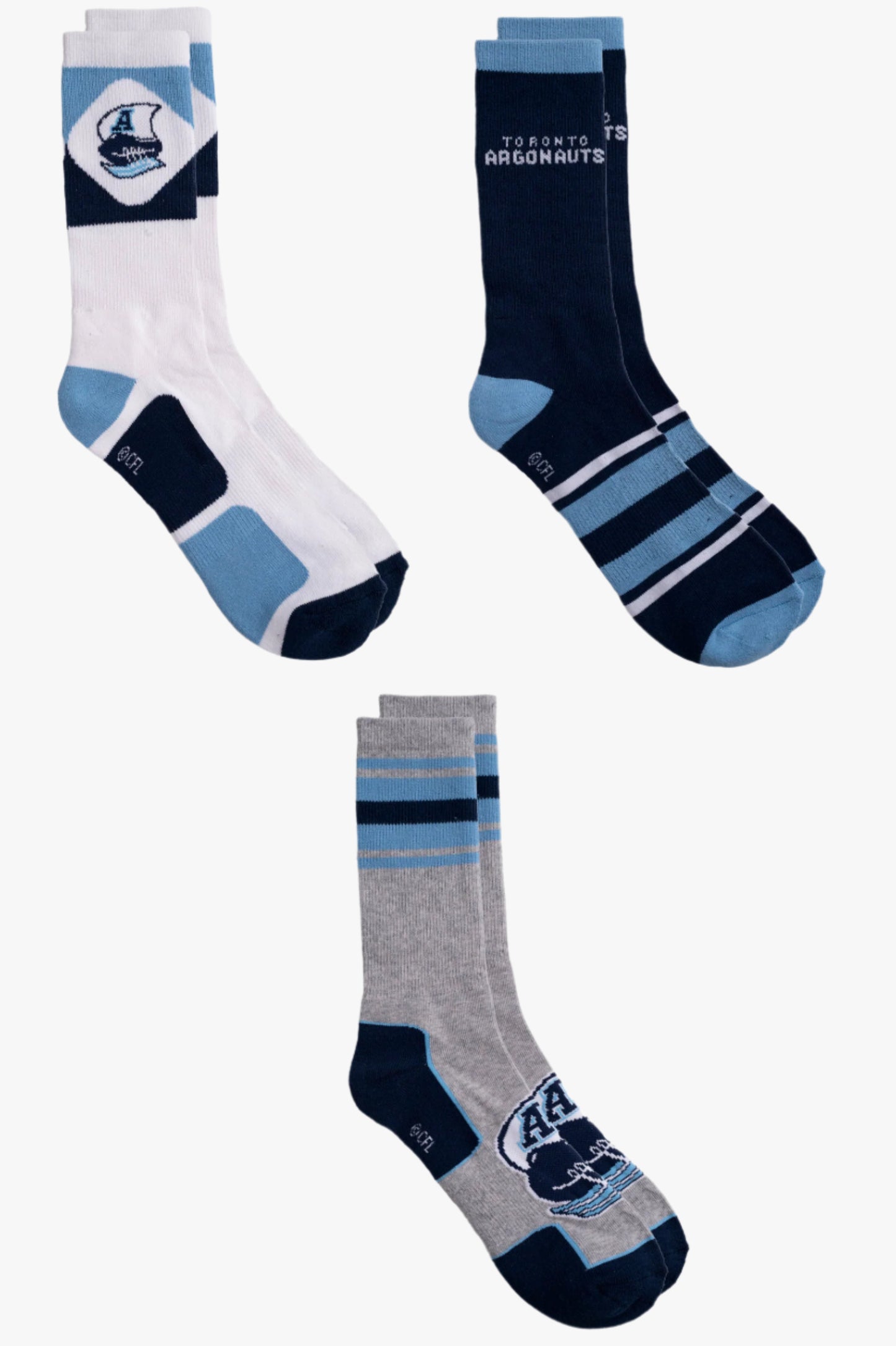 CFL Men's 3-Pack Cotton Crew Socks With Ribbed, Arch Support, Cushioned Sole