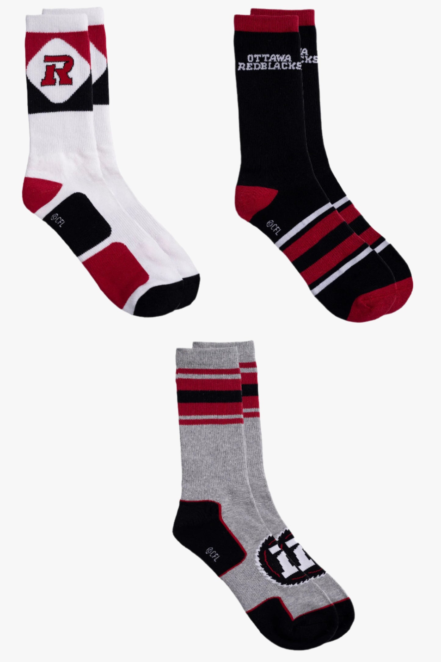 CFL Men's 3-Pack Cotton Crew Socks With Ribbed, Arch Support, Cushioned Sole
