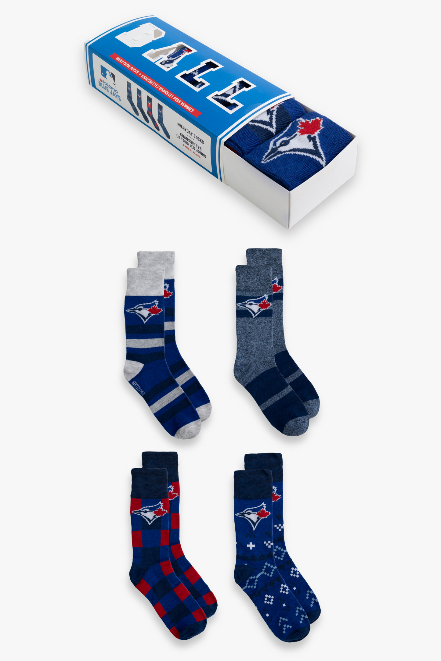 MLB Toronto Blue Jays 4-Pair Men's Crew Socks in Gift Box