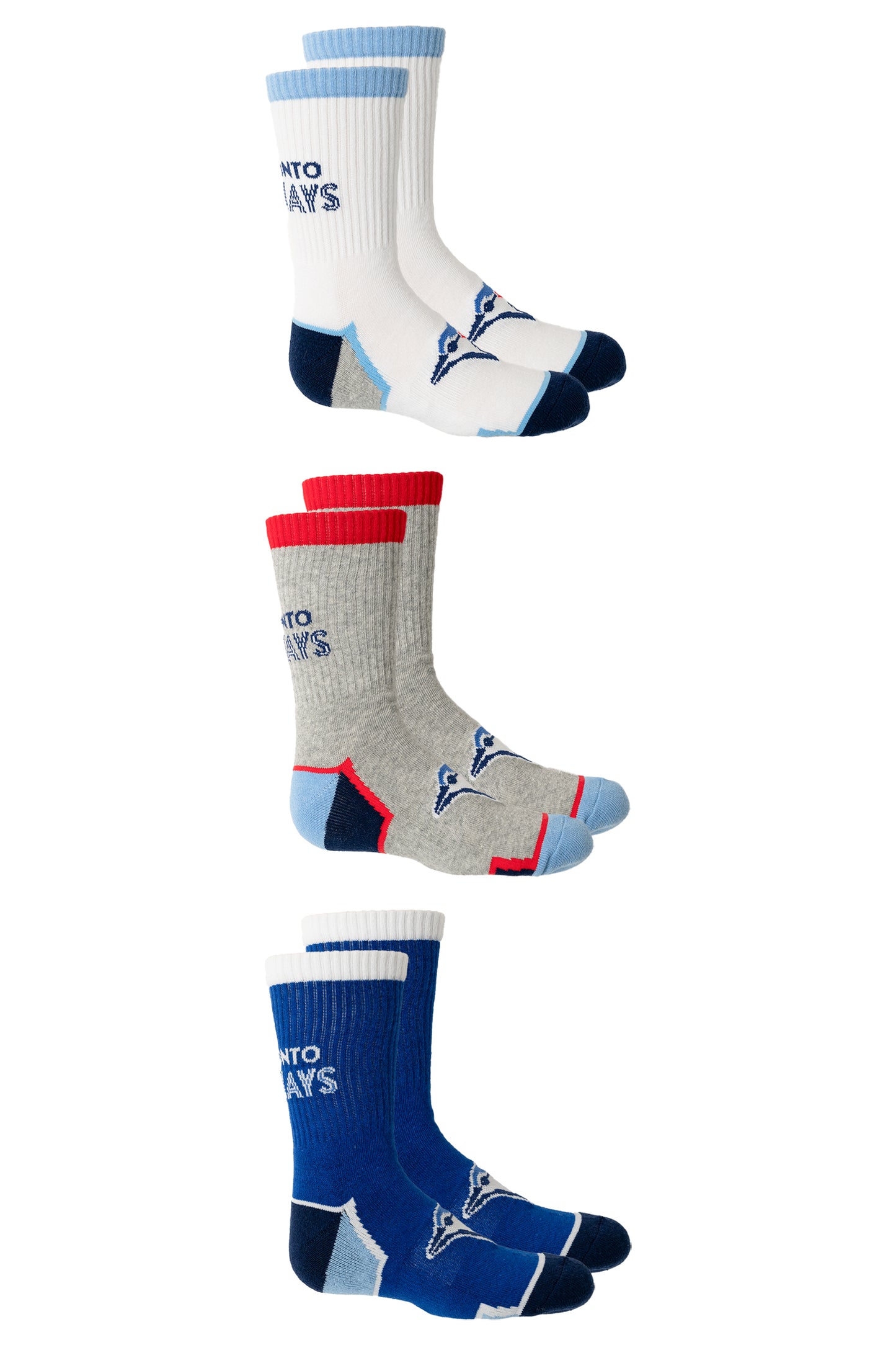 MLB Toronto Blue Jays Youth Kids Boys 3-Pack Crew Socks