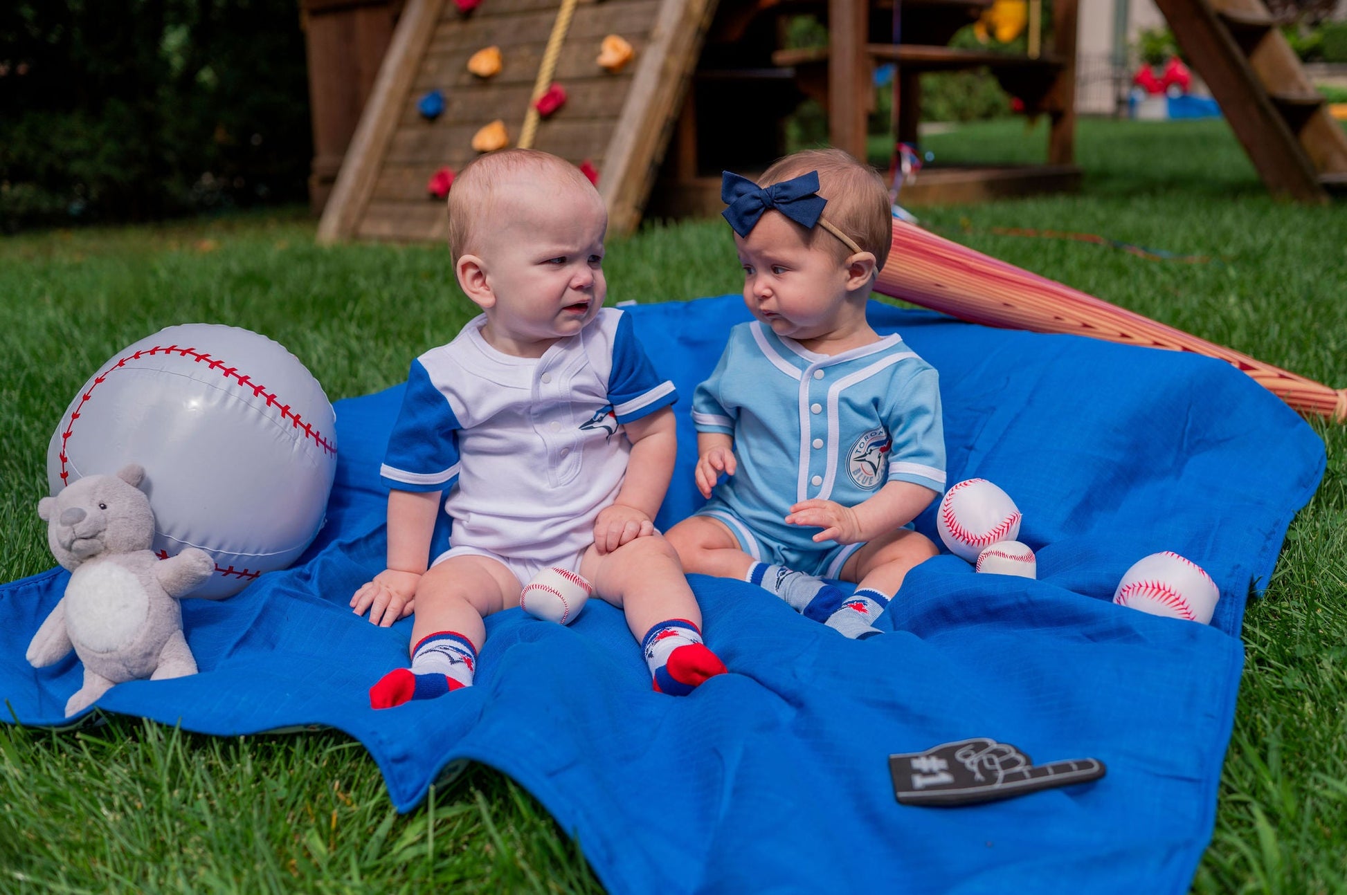 Gertex Customizable MLB Toronto Blue Jays Baby Powder Blue Romper