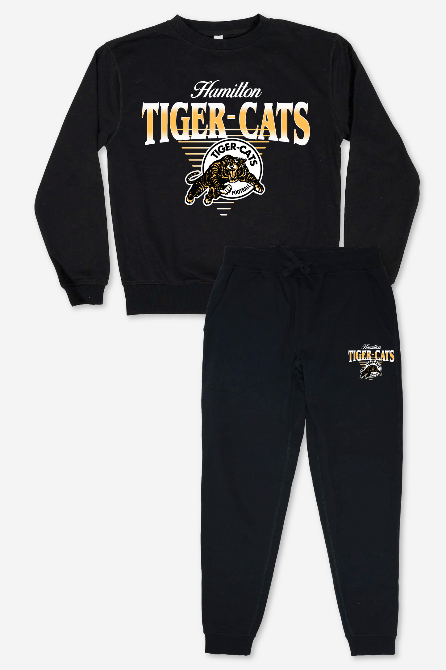 CFL Hamilton Tiger-Cats Black Unisex Adult Matching French Terry Cotton Lounge Set