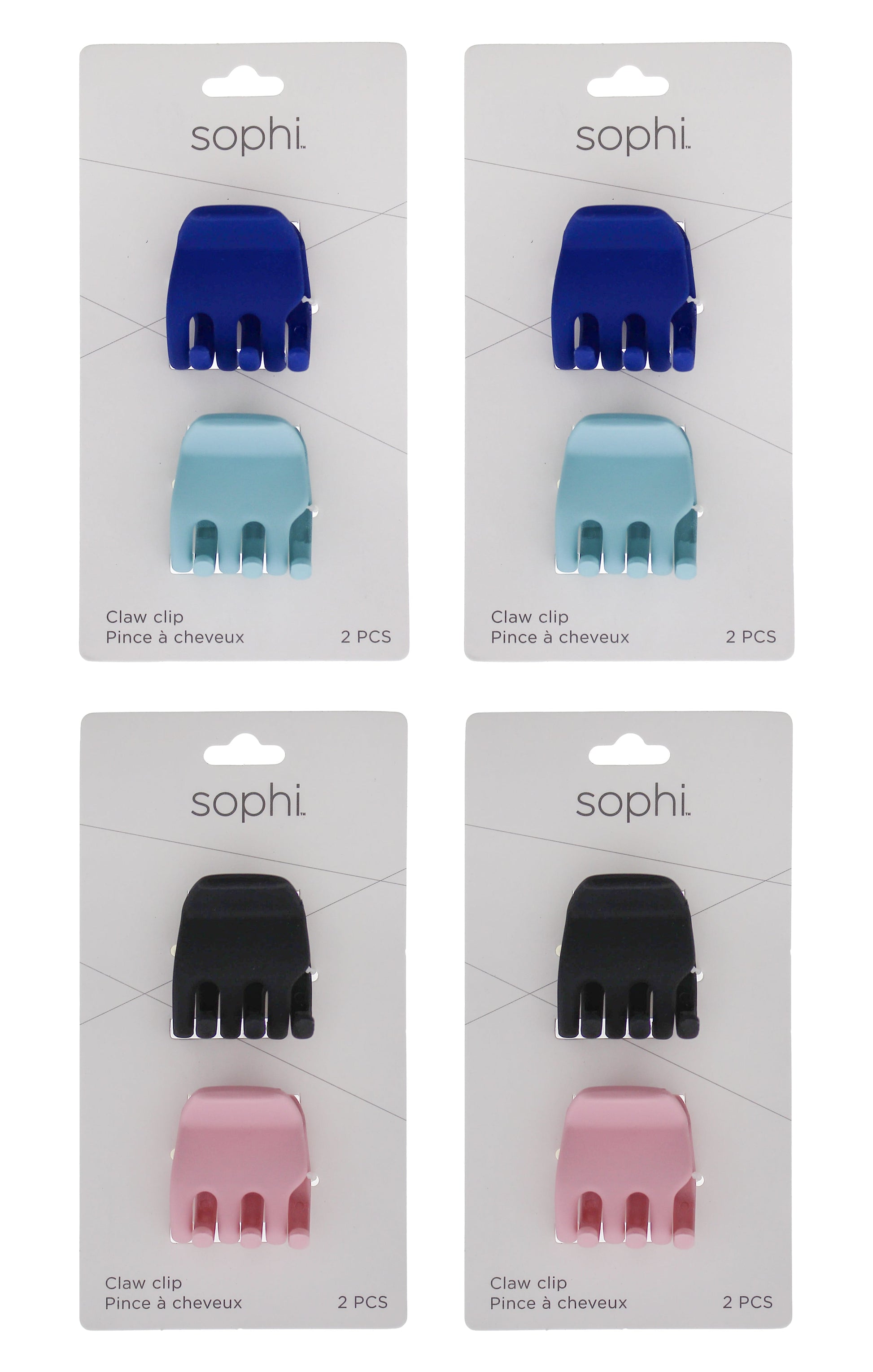 Sophi 8 Small Matte Hair Claw Clips Bundle in Multiple Colours