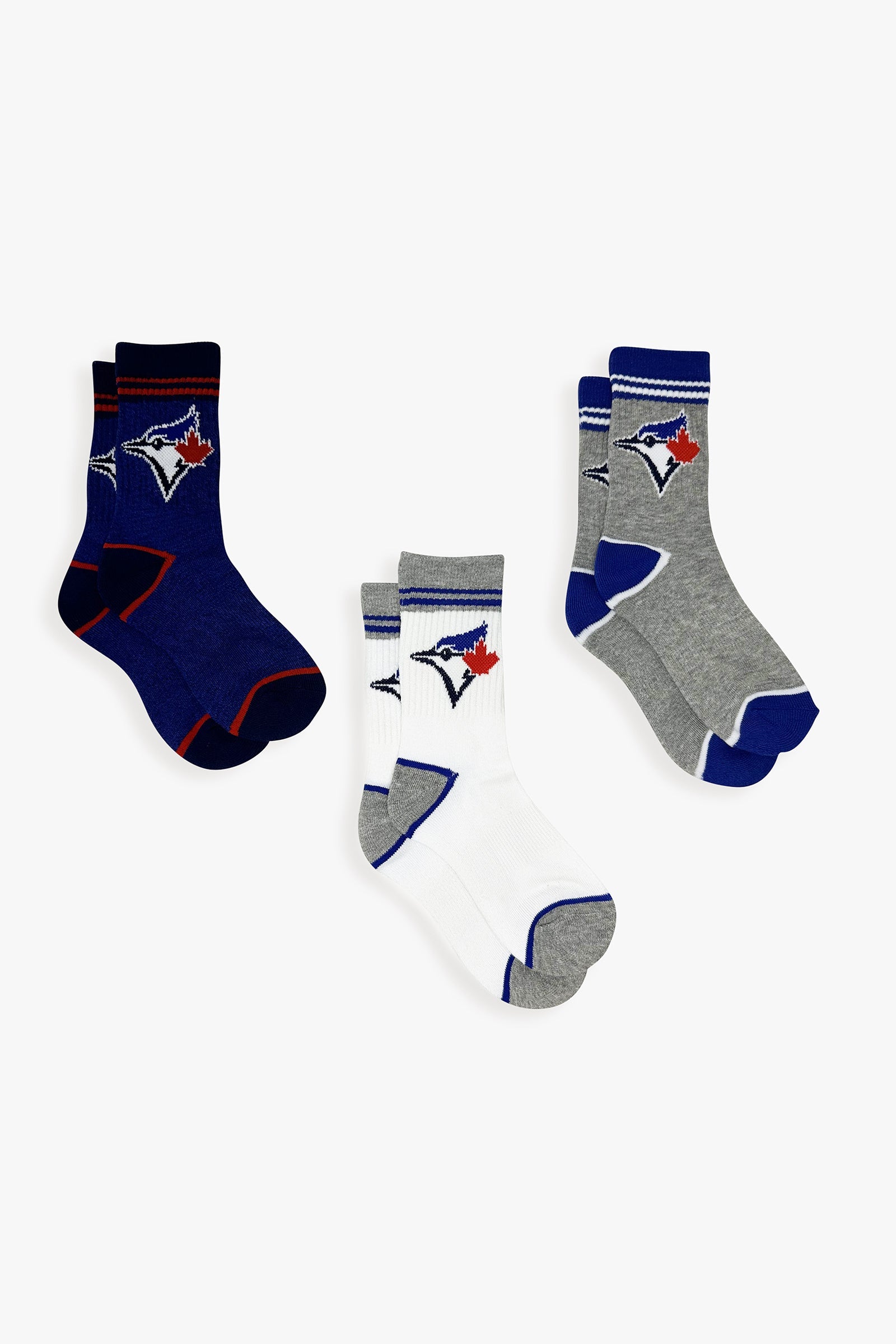 Gertex 3-Pack Toronto Blue Jays Youth Boys Half Terry Sport Crew Socks