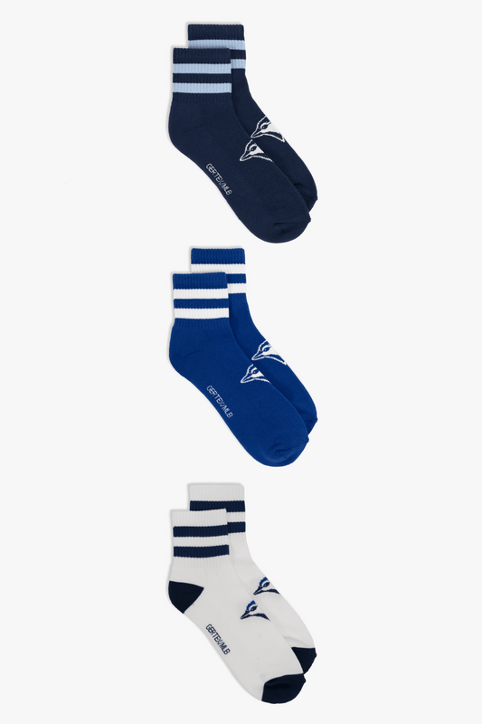 Toronto Blue Jays Men's Quarter Socks 3-Pack, MLB Athletic Ankle Socks, 6-12