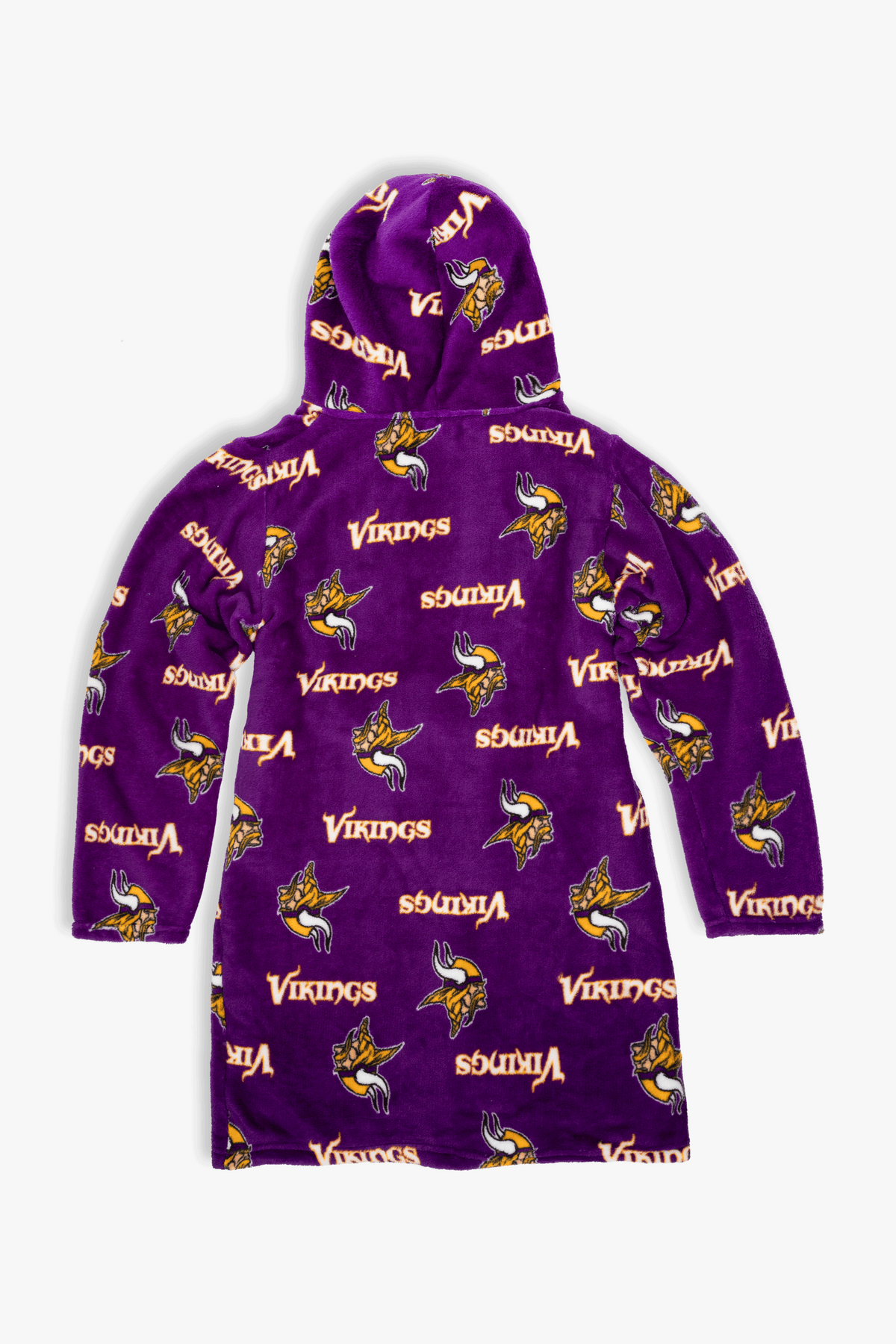 Minnesota Vikings Youth Fleece Robe, Hooded NFL Kids Bathrobe with Tie Belt and Pockets, Children's Sizes