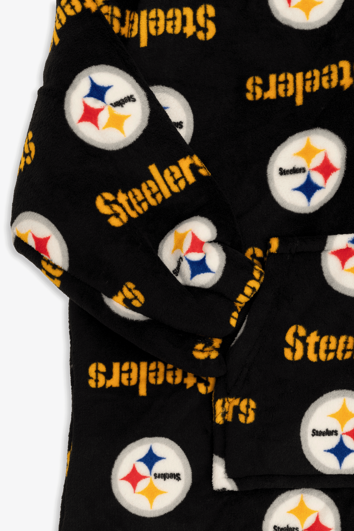 NFL Youth Pittsburgh Steelers Coral Fleece Blanket Hoodie, Oversized Kids Wearable Blanket, Sherpa Lined, S/M-L/XL