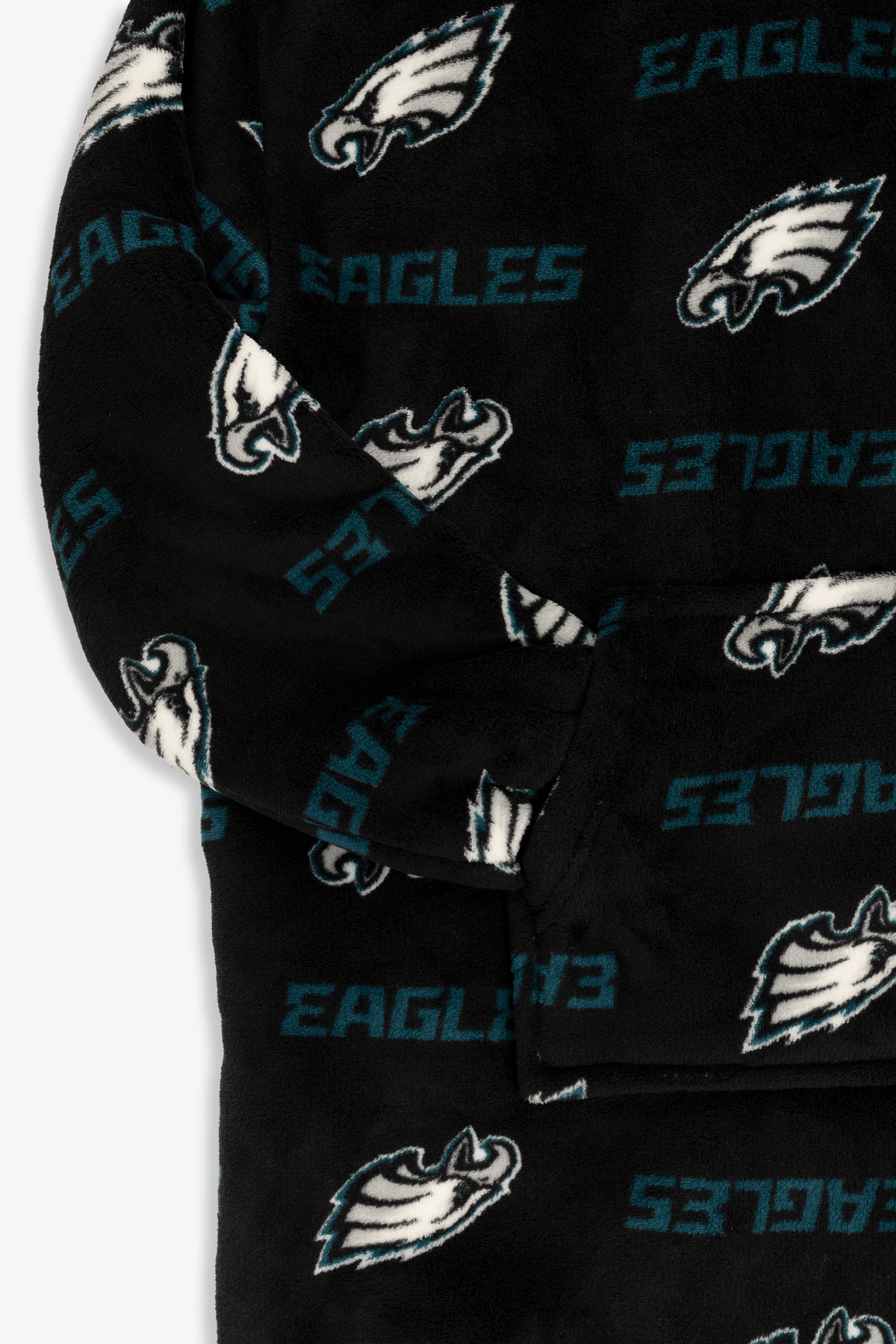NFL Youth Philadelphia Eagles Coral Fleece Blanket Hoodie, Oversized Kids Wearable Blanket, Sherpa Lined, S/M-L/XL