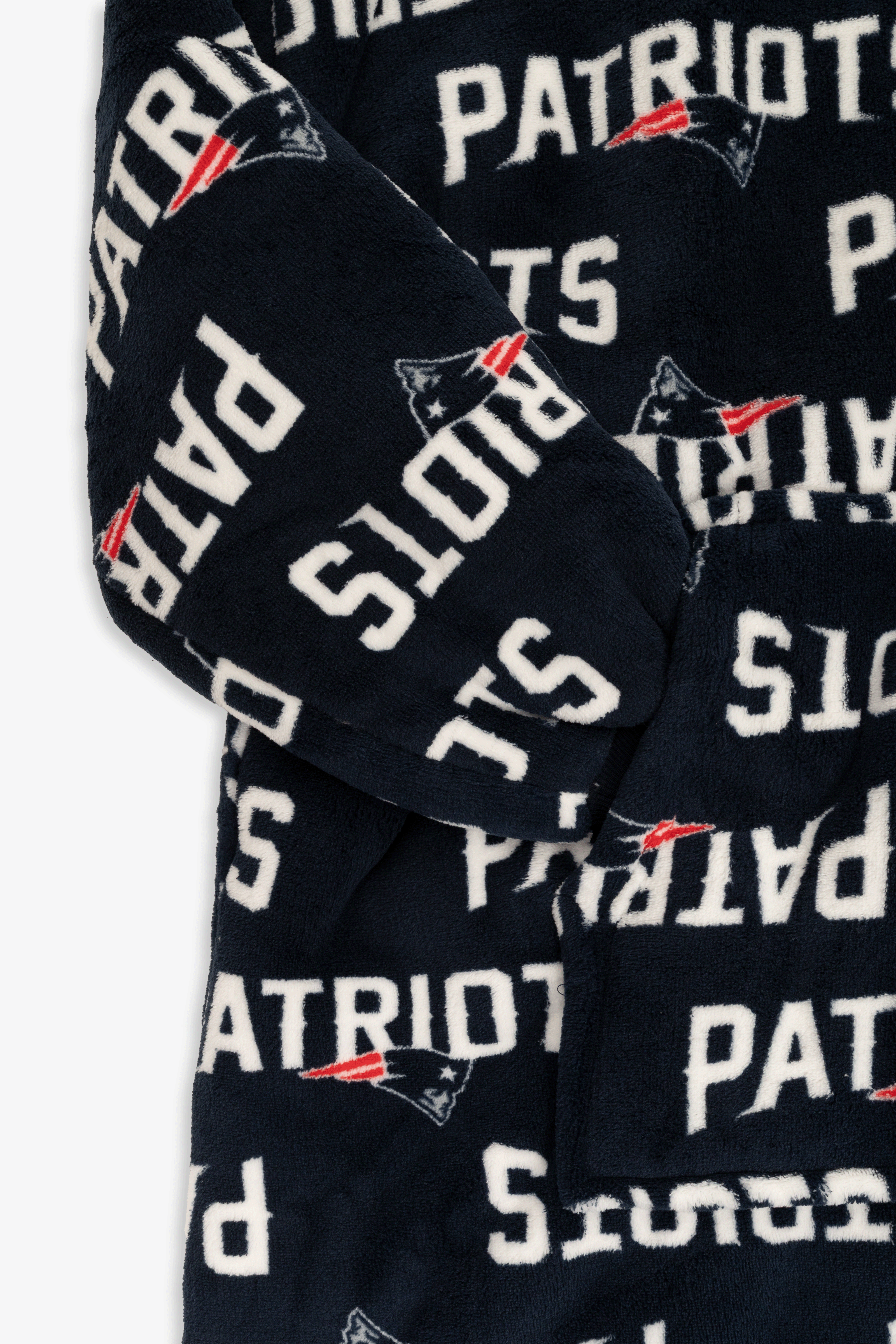 NFL Youth New England Patriots Coral Fleece Blanket Hoodie, Oversized Kids Wearable Blanket, Sherpa Lined, S/M-M/L