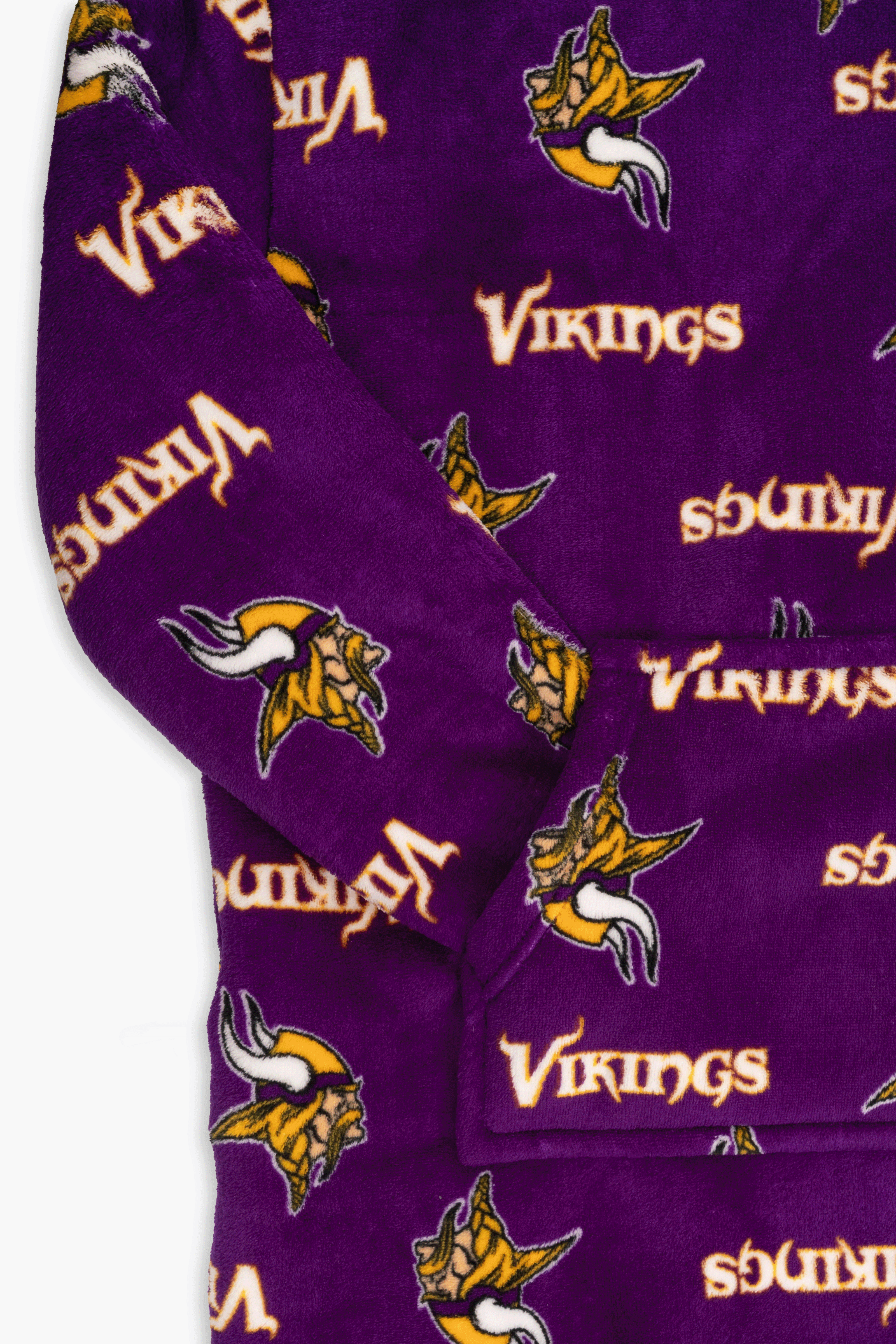 NFL Youth Minnesota Vikings Coral Fleece Blanket Hoodie, Oversized Kids Wearable Blanket, Sherpa Lined, S/M-M/L