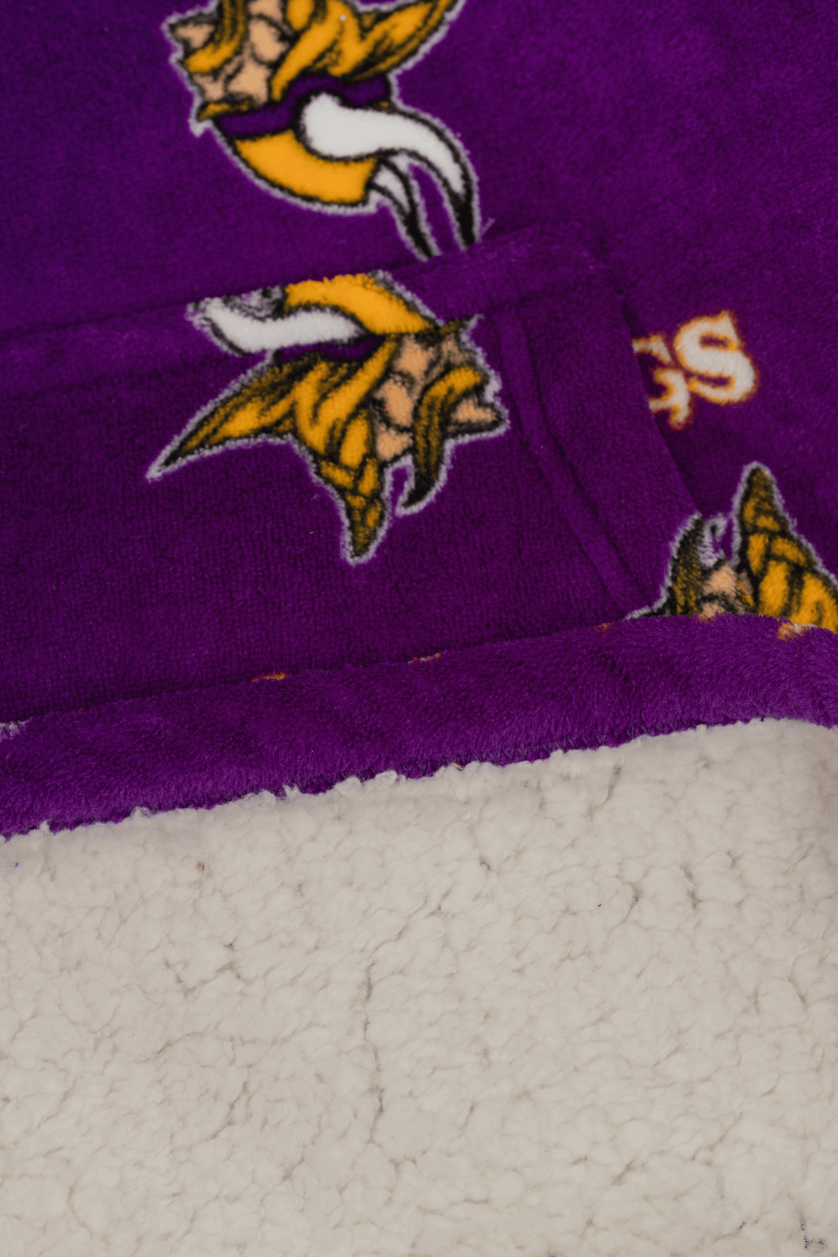 NFL Youth Minnesota Vikings Coral Fleece Blanket Hoodie, Oversized Kids Wearable Blanket, Sherpa Lined, S/M-M/L