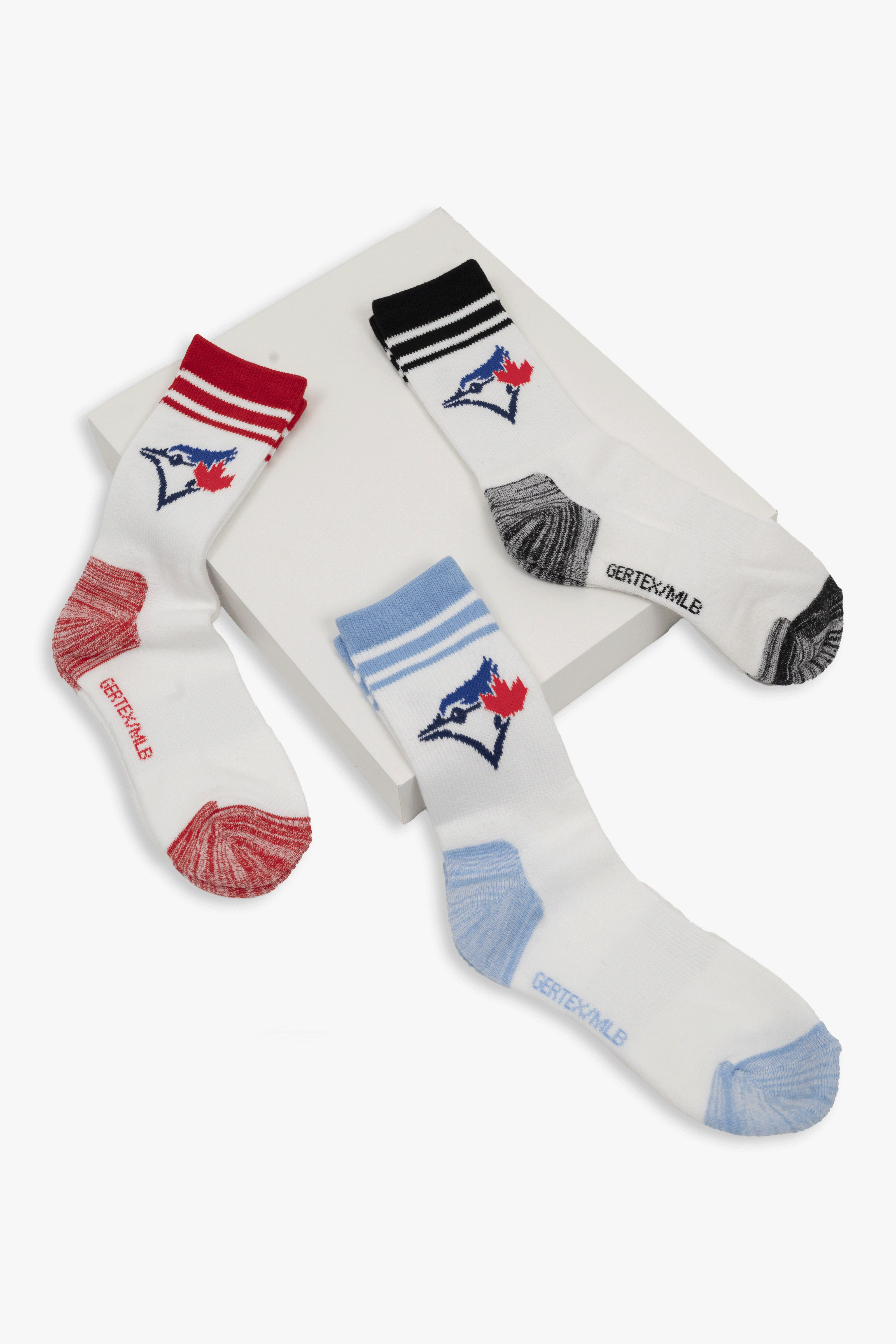 Toronto Blue Jays Kids Athletic Crew Socks 3-Pack, Cushioned MLB Baseball Socks, Child to Youth Size