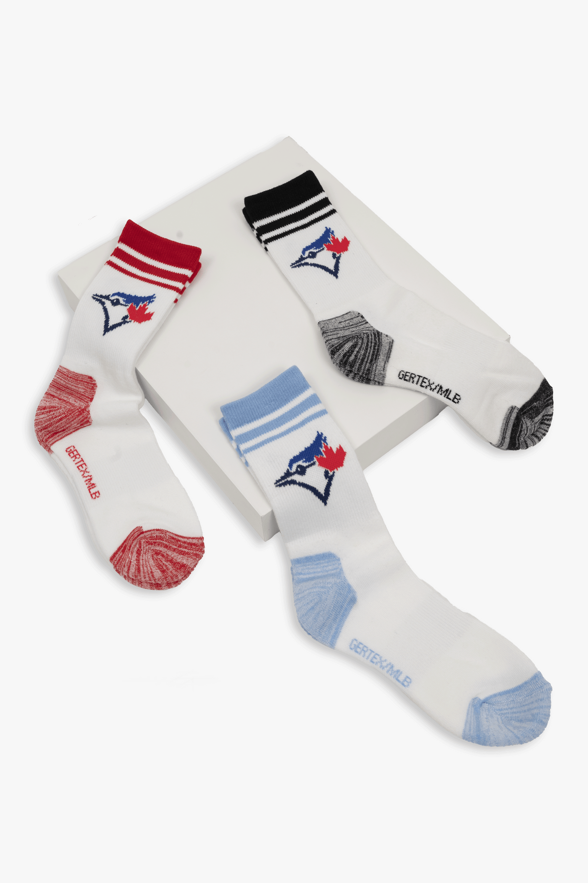Toronto Blue Jays Kids Athletic Crew Socks 3-Pack, Cushioned MLB Baseball Socks, Child to Youth Size