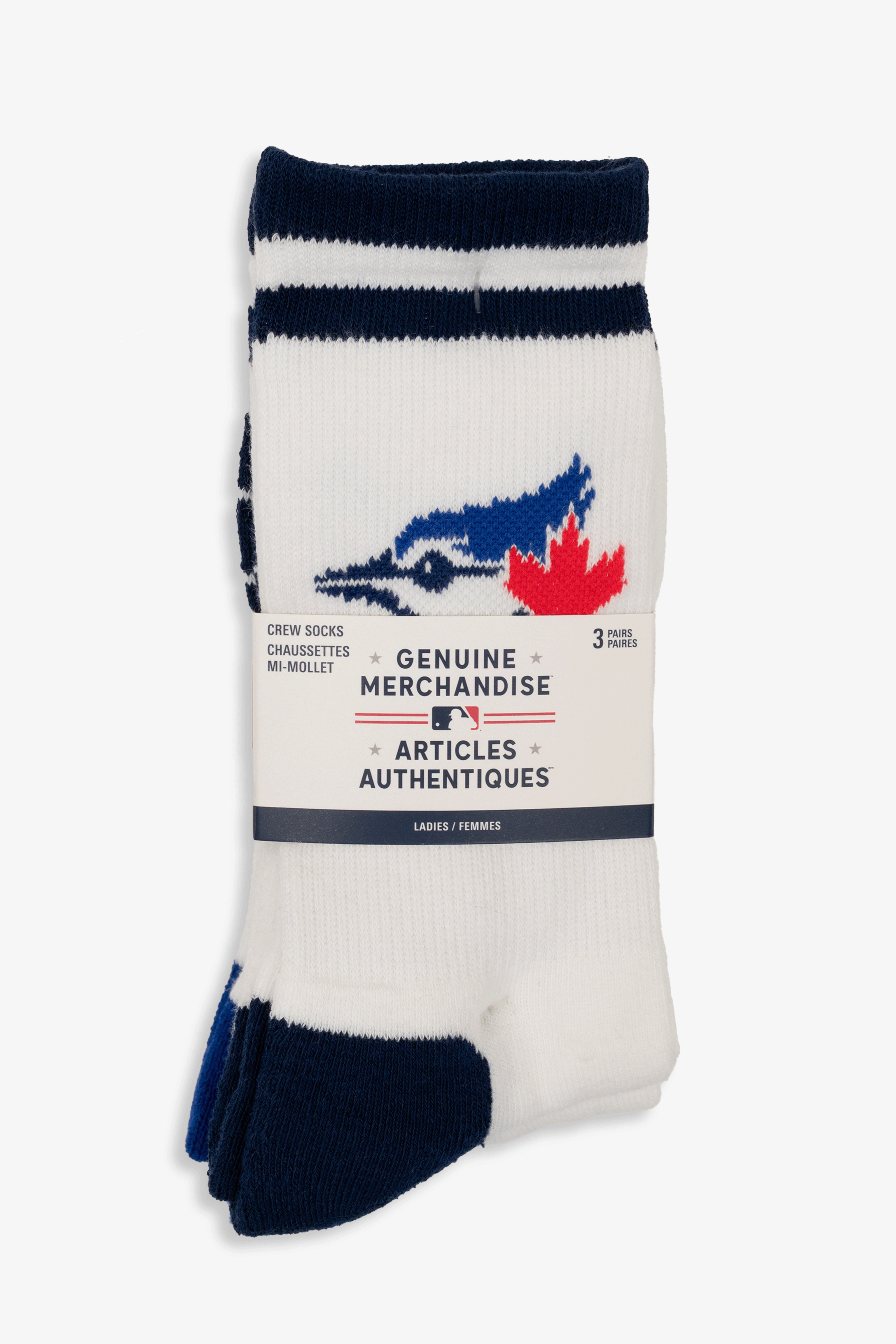 Toronto Blue Jays Women's Athletic Crew Socks, Powder Blue with Script, 3-Pack, Ladies Cushioned MLB Sport Socks, 9-11