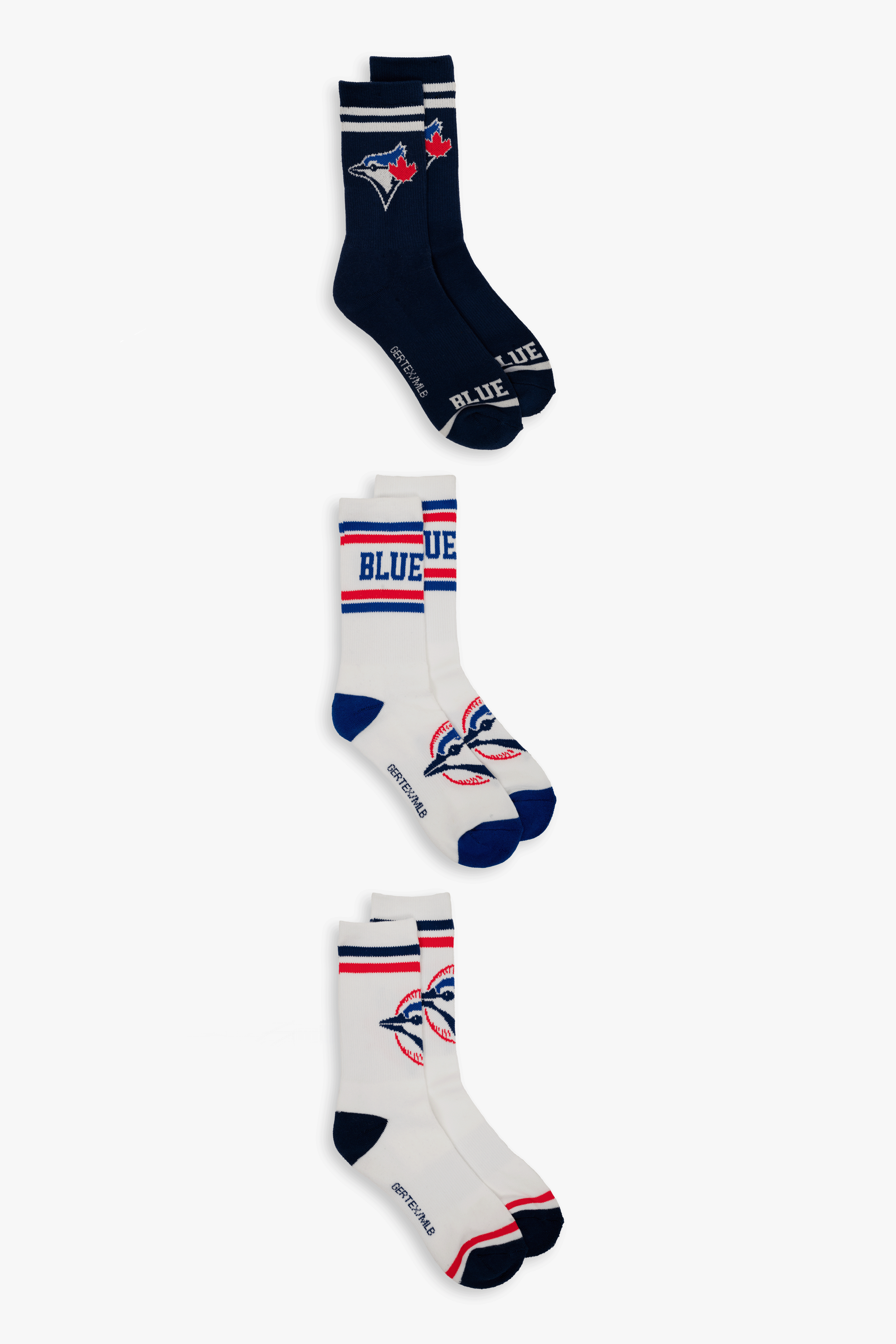 Toronto Blue Jays Women's Athletic Crew Socks, 3-Pack Ladies Cushioned MLB Sport Socks, 9-11