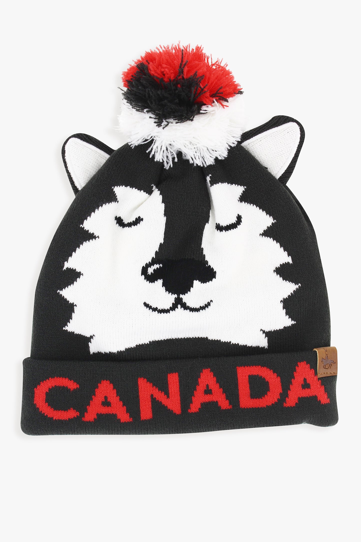 RCMP Royal Canadian Mounted Police Unisex Kids Critter Pom Pom Winter Toque Hat Black