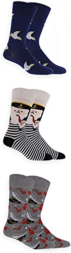 Densley&Co Men's 3-Pack Graphic Pattern Dress Crew Socks | Men's Shoe Size 7-12 (Sock Size 10-13) | Assorted Styles