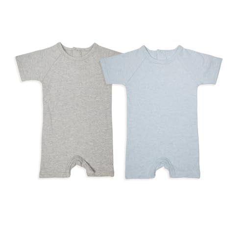 100% Organic French Terry Cotton Baby 2-Pack Short-Sleeve Romper