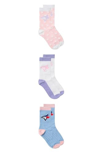 Gertex MLB Toronto Blue Jays Kids Girls 3-Pack Socks | Multiple Designs in One