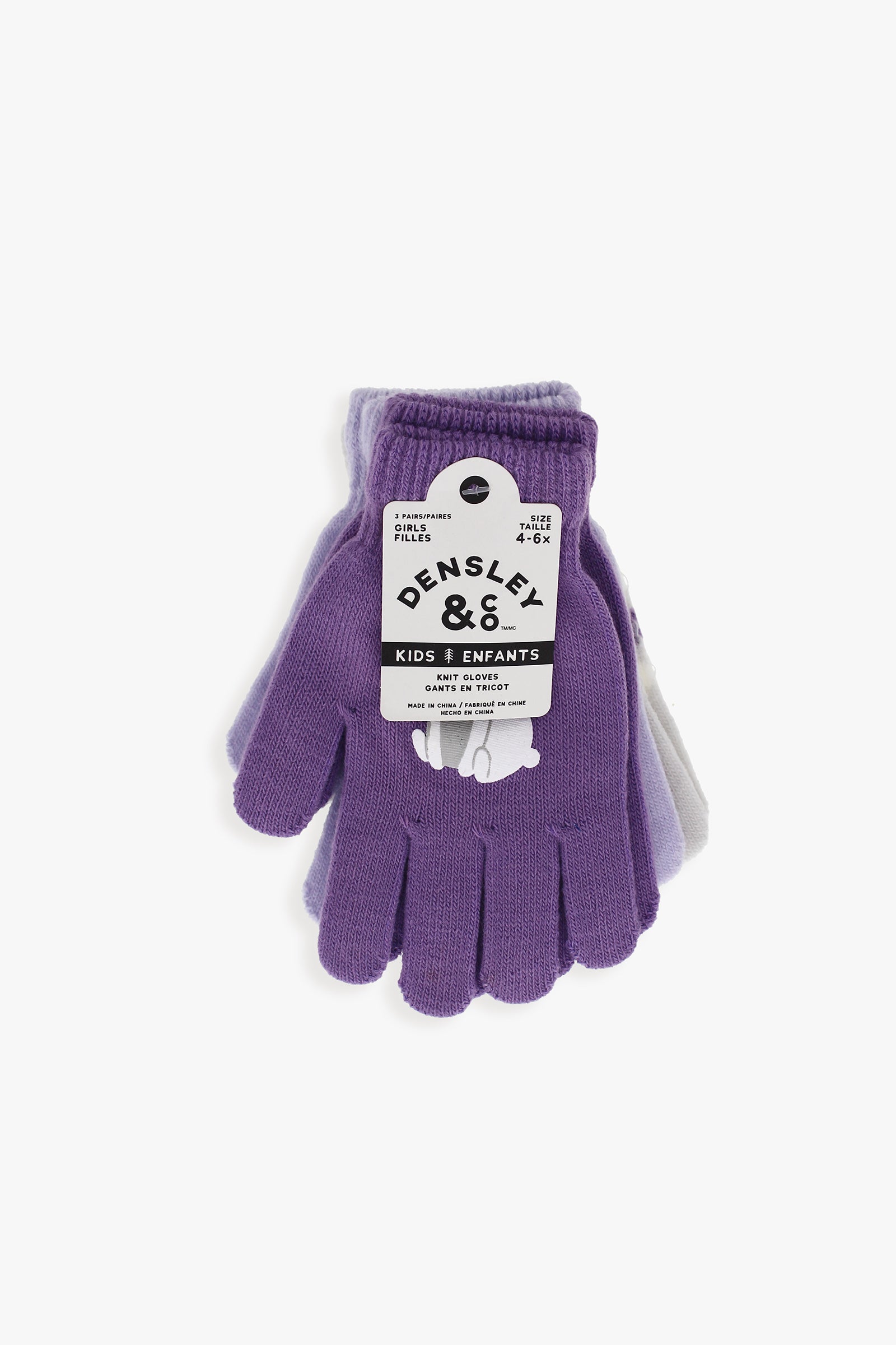 D&Co 3pk Girls Knit Gloves