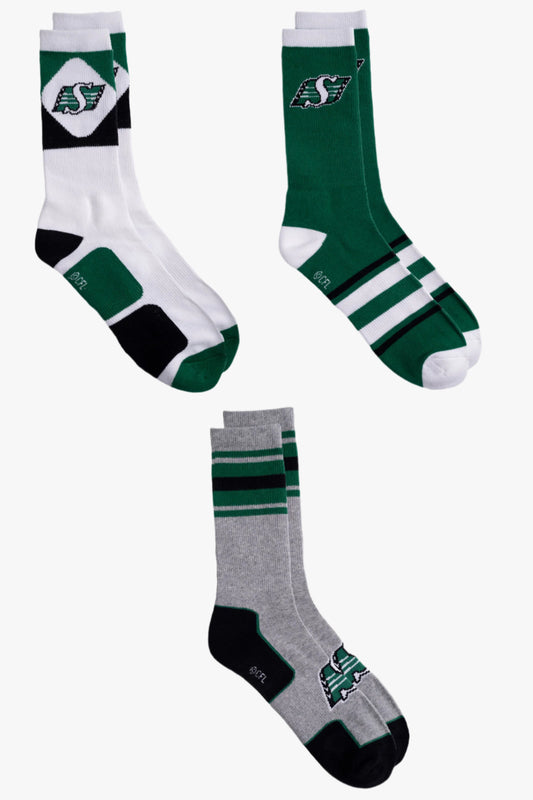 CFL Men's 3-Pack Cotton Crew Socks With Ribbed, Arch Support, Cushioned Sole