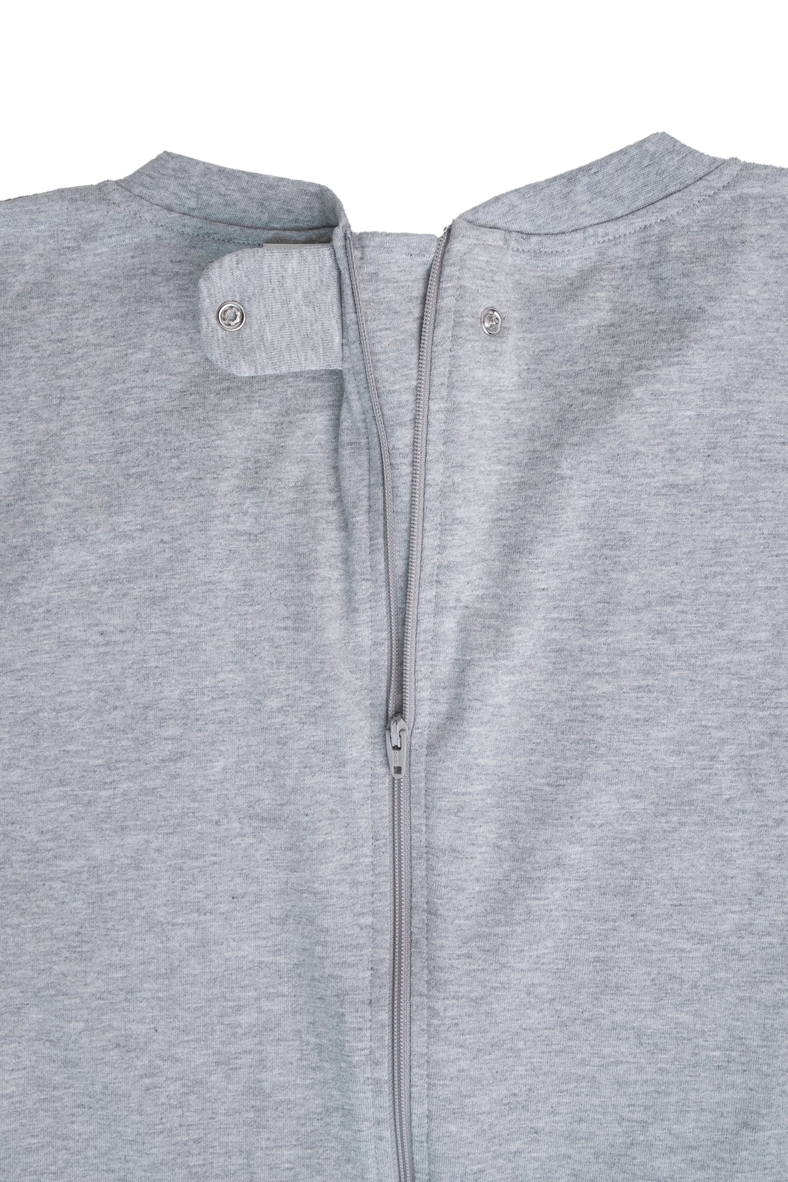 Adult Heather Grey Adaptive Organic Cotton Lightweight, Anti-Strip Back-Zip Romper