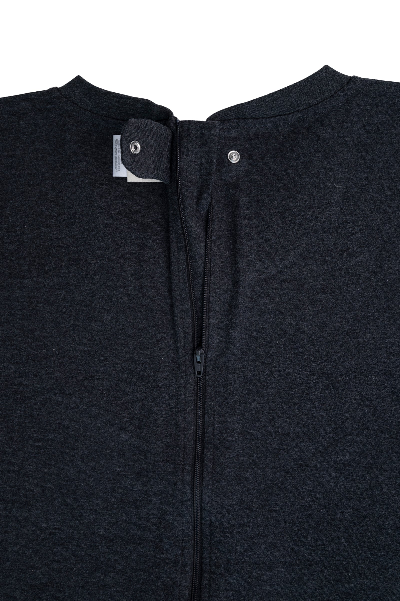 Adult Charcoal Grey Adaptive Organic Cotton Lightweight, Anti-Strip Back-Zip Romper