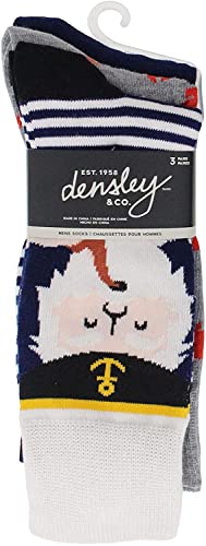 Densley&Co Men's 3-Pack Graphic Pattern Dress Crew Socks | Men's Shoe Size 7-12 (Sock Size 10-13) | Assorted Styles