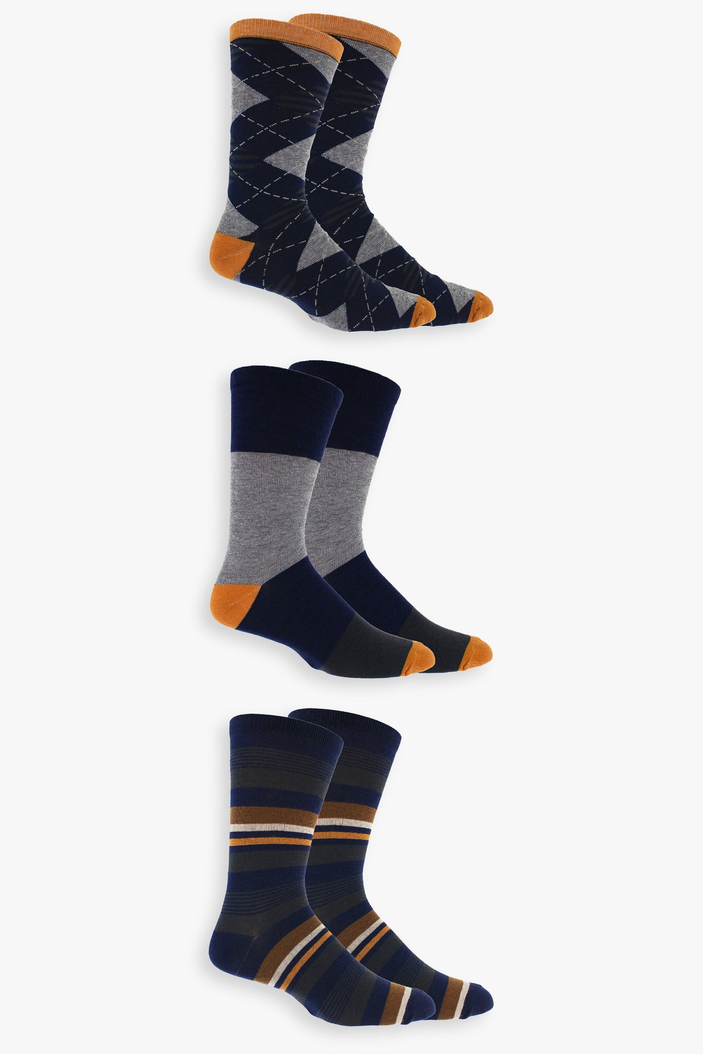 Men's 3-Pack Orange Dress Socks