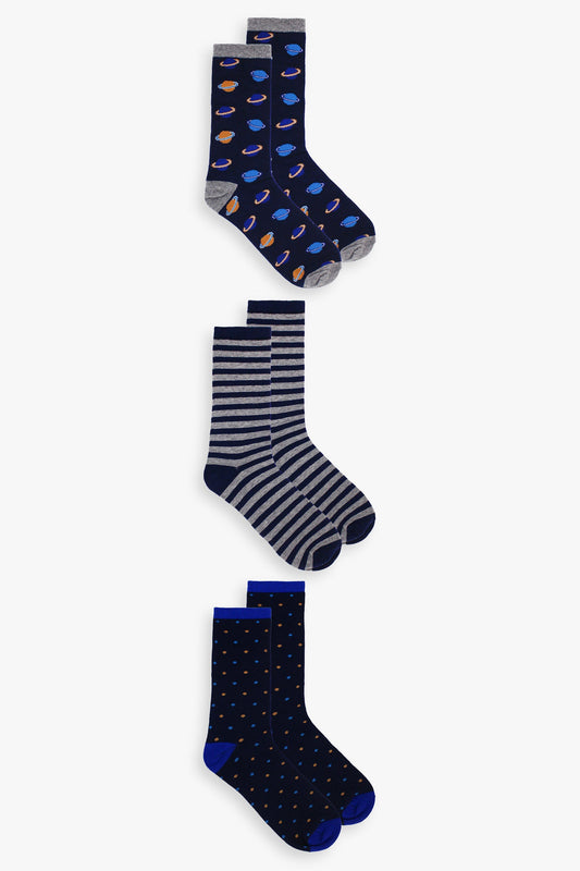 Men's 3-Pack Outer Space Dress Socks