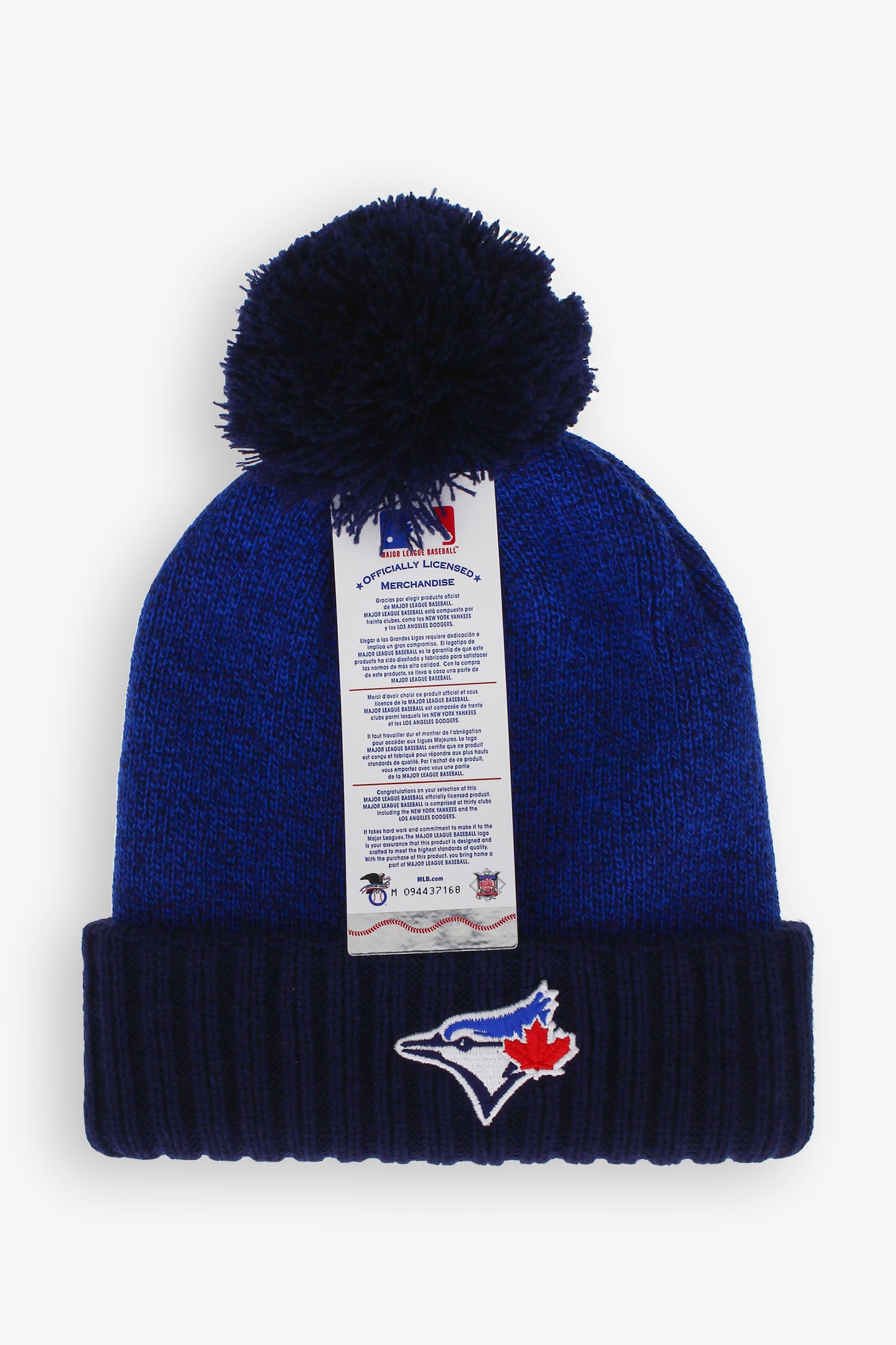 MLB Toronto Blue Jays Adult Men's Heavy Knit Pom Toque With 3D Embroidered Logo