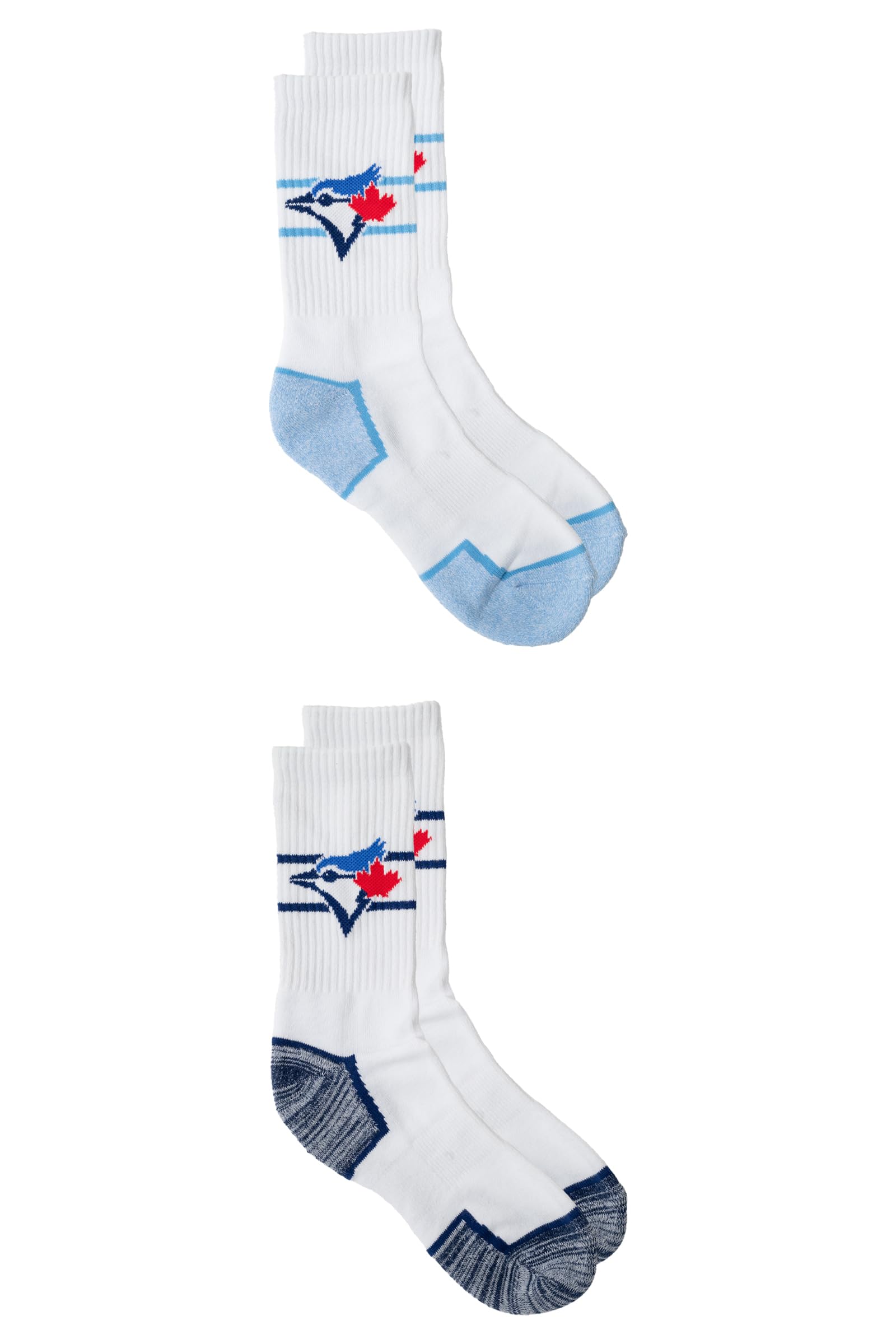 Gertex MLB Toronto Blue Jays Women's 2-Pack Athletic Sport Half Terry Cotton Crew Socks | Sock Size 9-11 (Shoe Size 5-10)