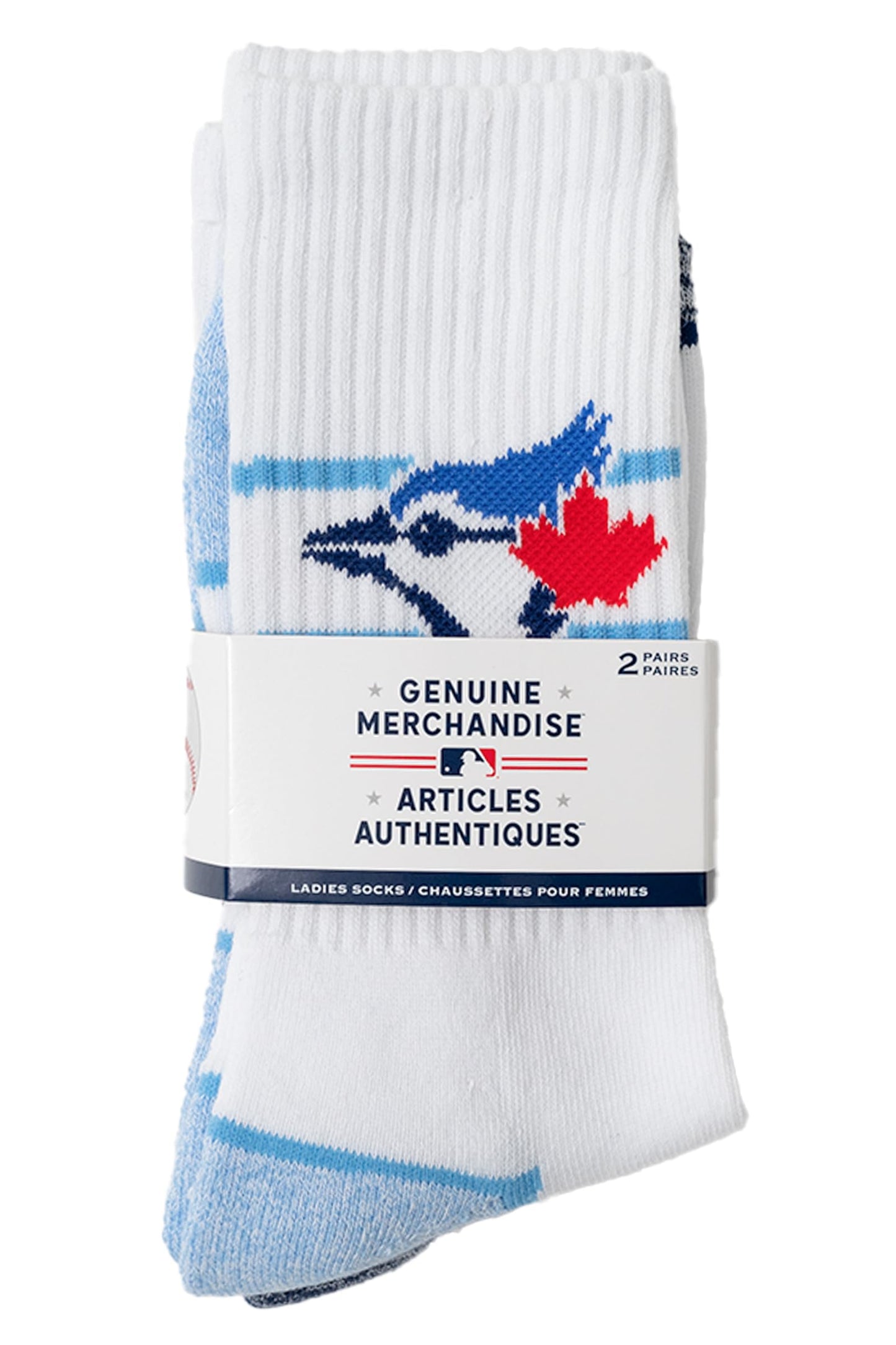 Gertex MLB Toronto Blue Jays Women's 2-Pack Athletic Sport Half Terry Cotton Crew Socks | Sock Size 9-11 (Shoe Size 5-10)