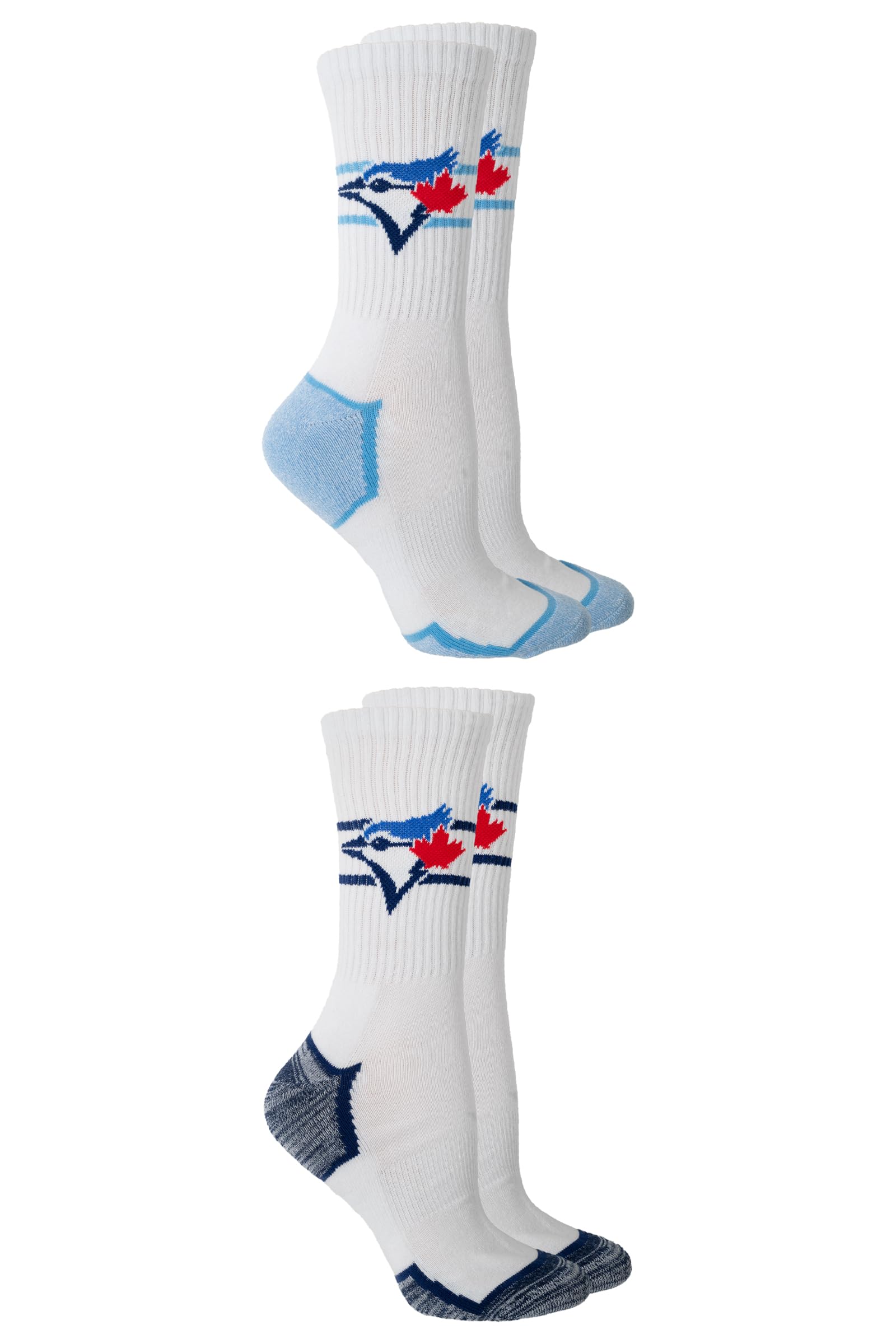 Gertex MLB Toronto Blue Jays Women's 2-Pack Athletic Sport Half Terry Cotton Crew Socks | Sock Size 9-11 (Shoe Size 5-10)