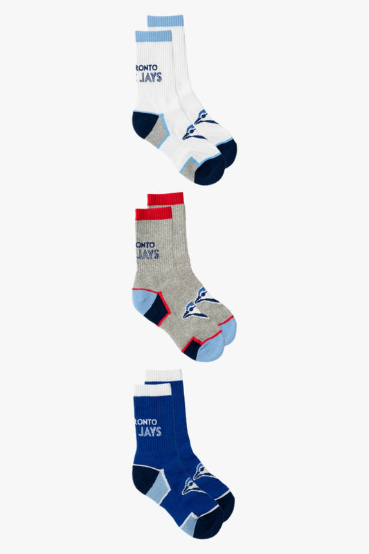 MLB Toronto Blue Jays Kids Boys 3-Pack Crew Socks