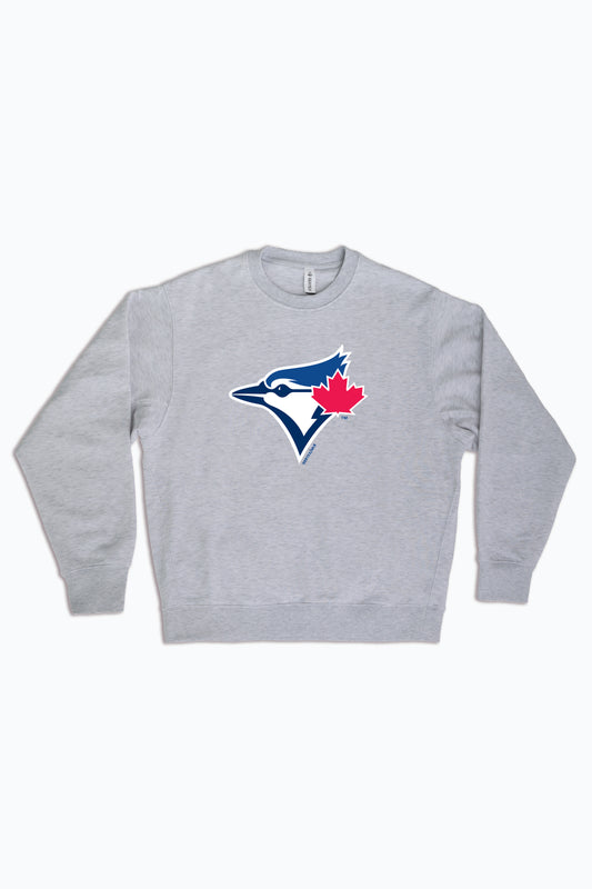 MLB Toronto Blue Jays Logo Crewneck Sweatshirt for Adult Men, Women | Unisex Heather Grey Pullover