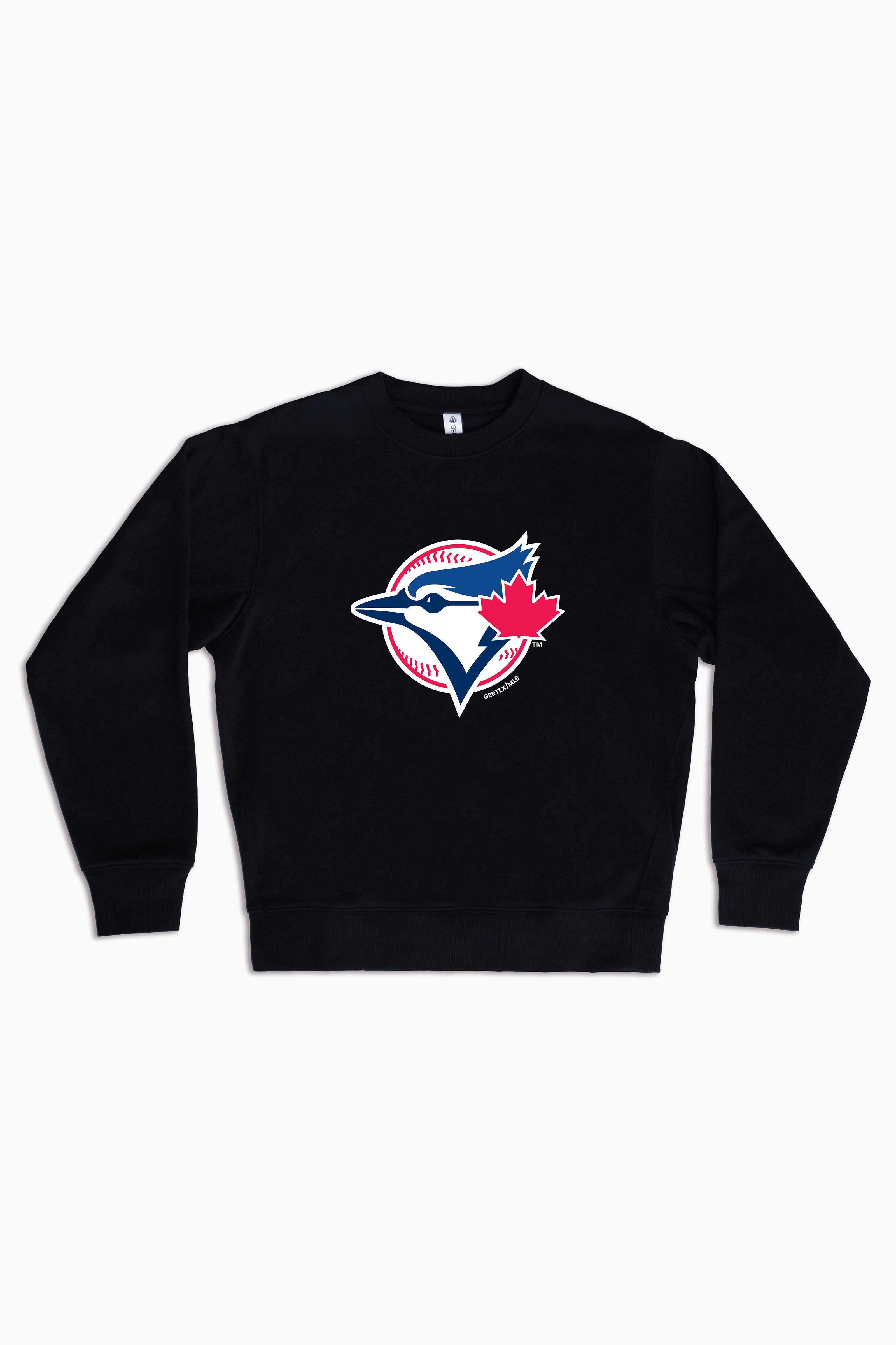 MLB Toronto Blue Jays Logo Crewneck Sweatshirt for Adult Men & Women | Unisex Black Fleece Pullover