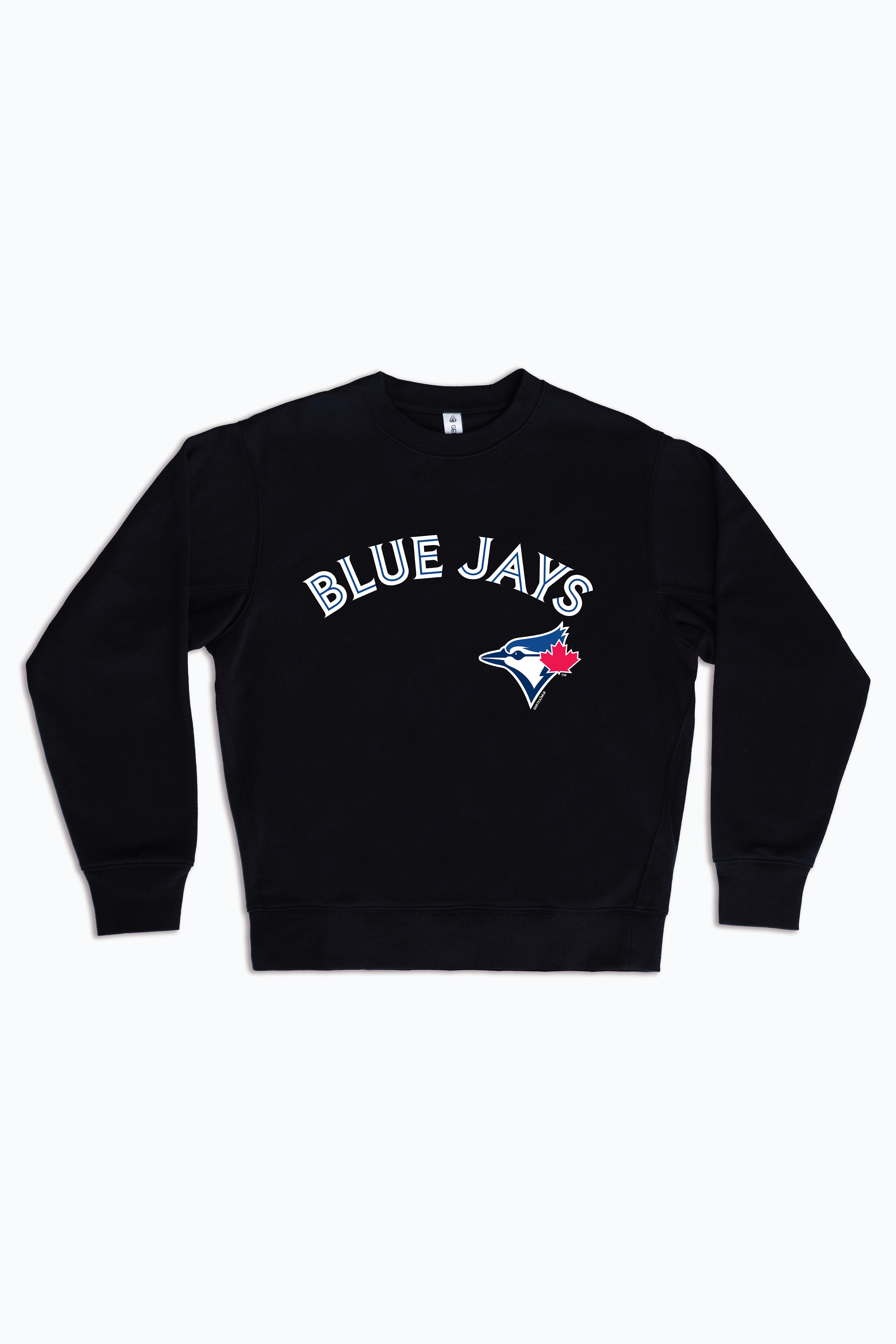 MLB Toronto Blue Jays Logo Crewneck Sweatshirt for Adult Men & Women | Unisex Black Fleece Pullover