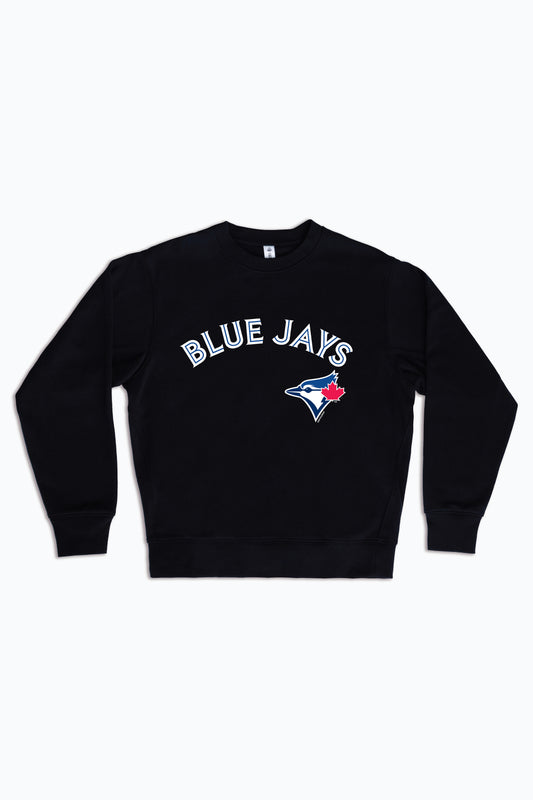 MLB Toronto Blue Jays Logo Crewneck Sweatshirt for Adult Men & Women | Unisex Black Fleece Pullover