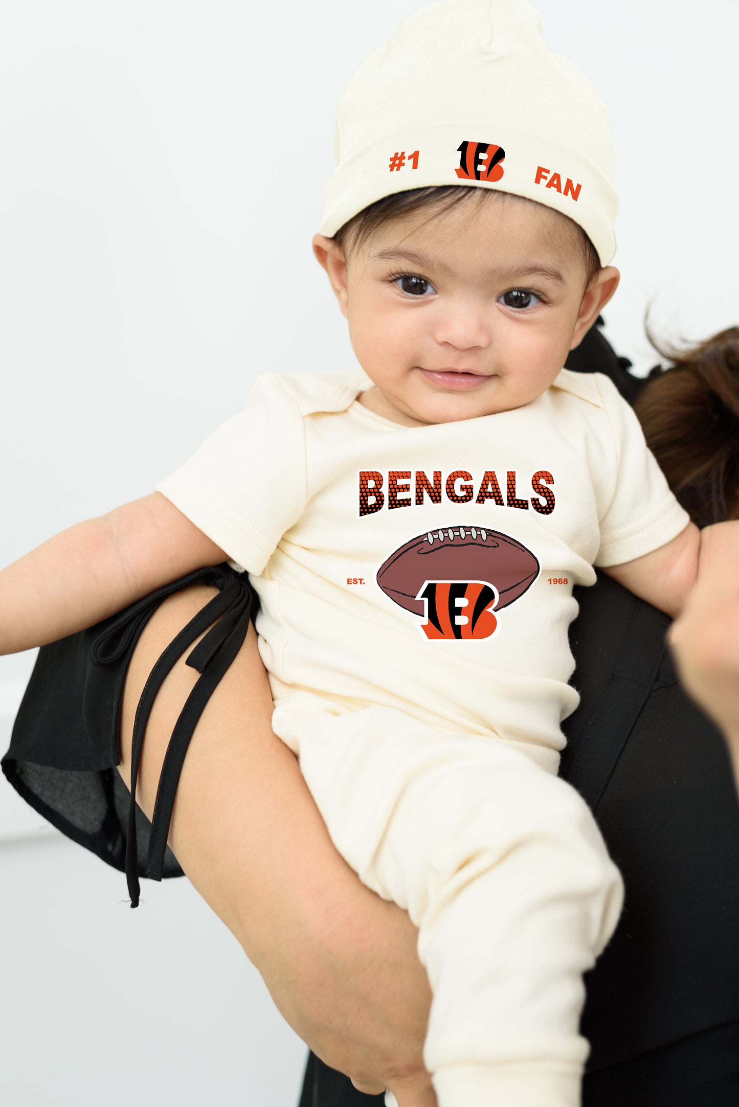 NFL Baby 3 Piece Organic Eggnog Layette Set - Cincinnati Bengals