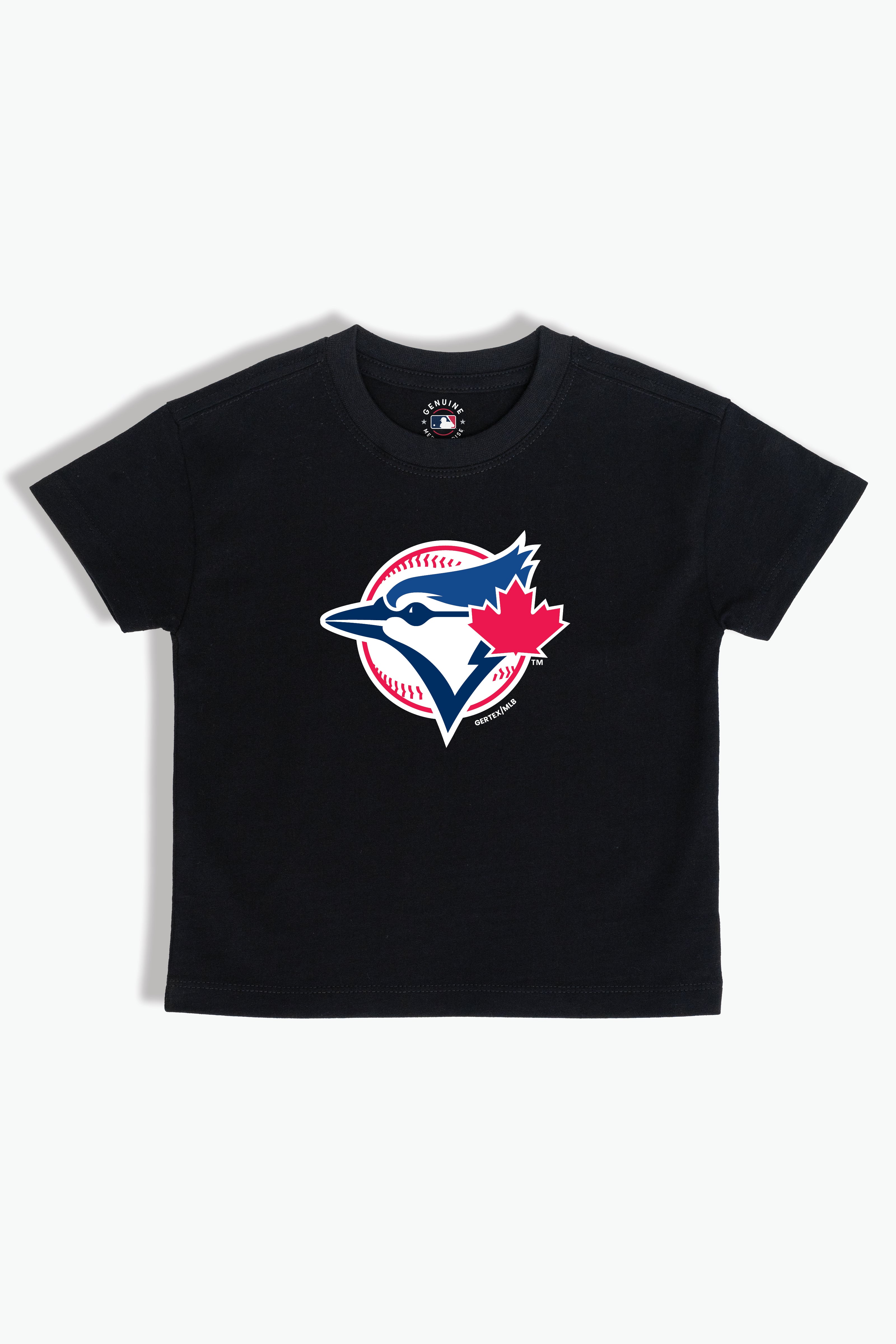 Toronto Blue Jays Baby T-Shirt MLB Infant Toddler Tee, Soft Combed Cotton, Black, 6M-4T