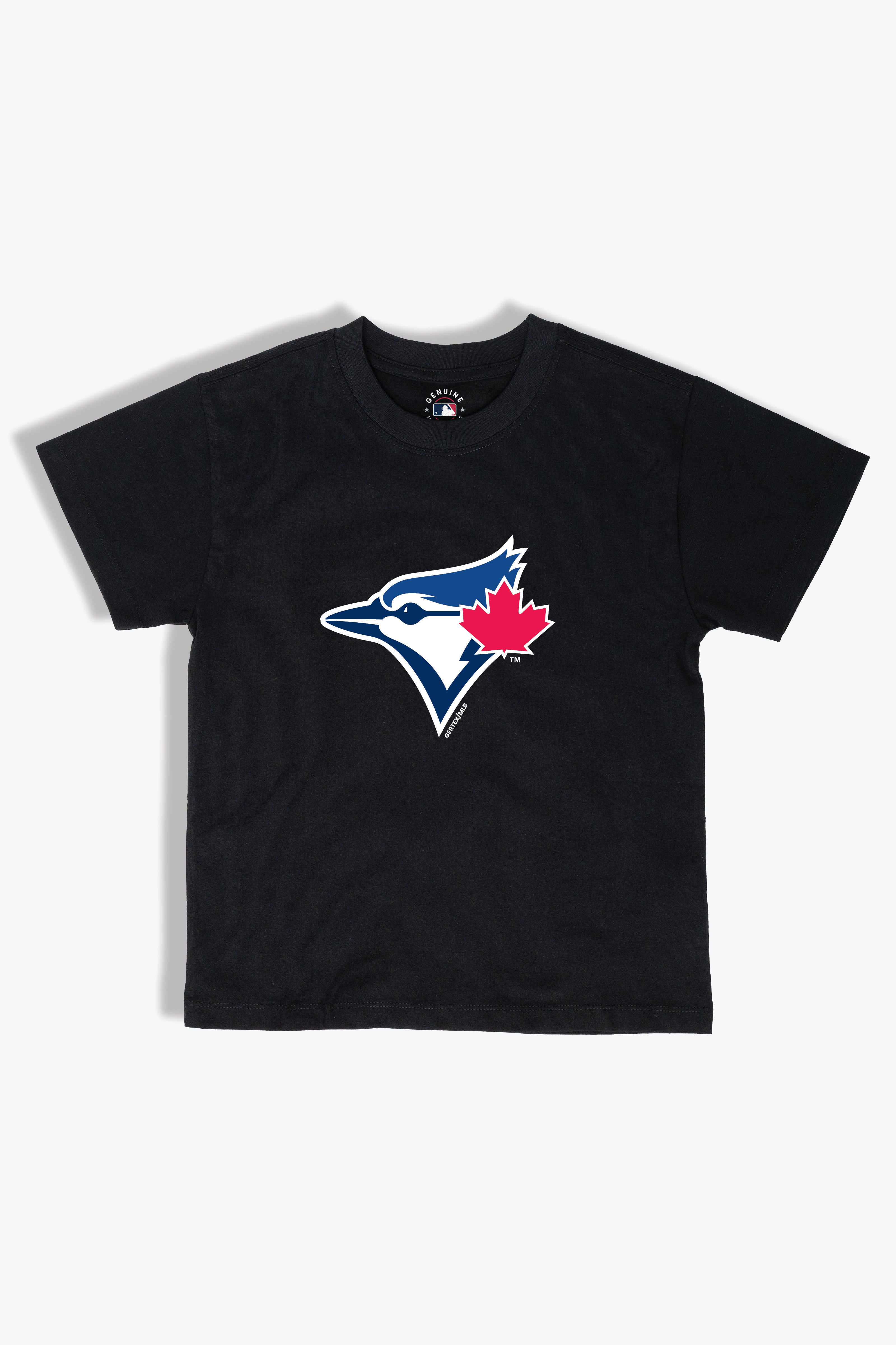 Toronto Blue Jays Kids T-Shirt MLB Youth Black Tee, Soft Combed Cotton, Boys & Girls S-XL