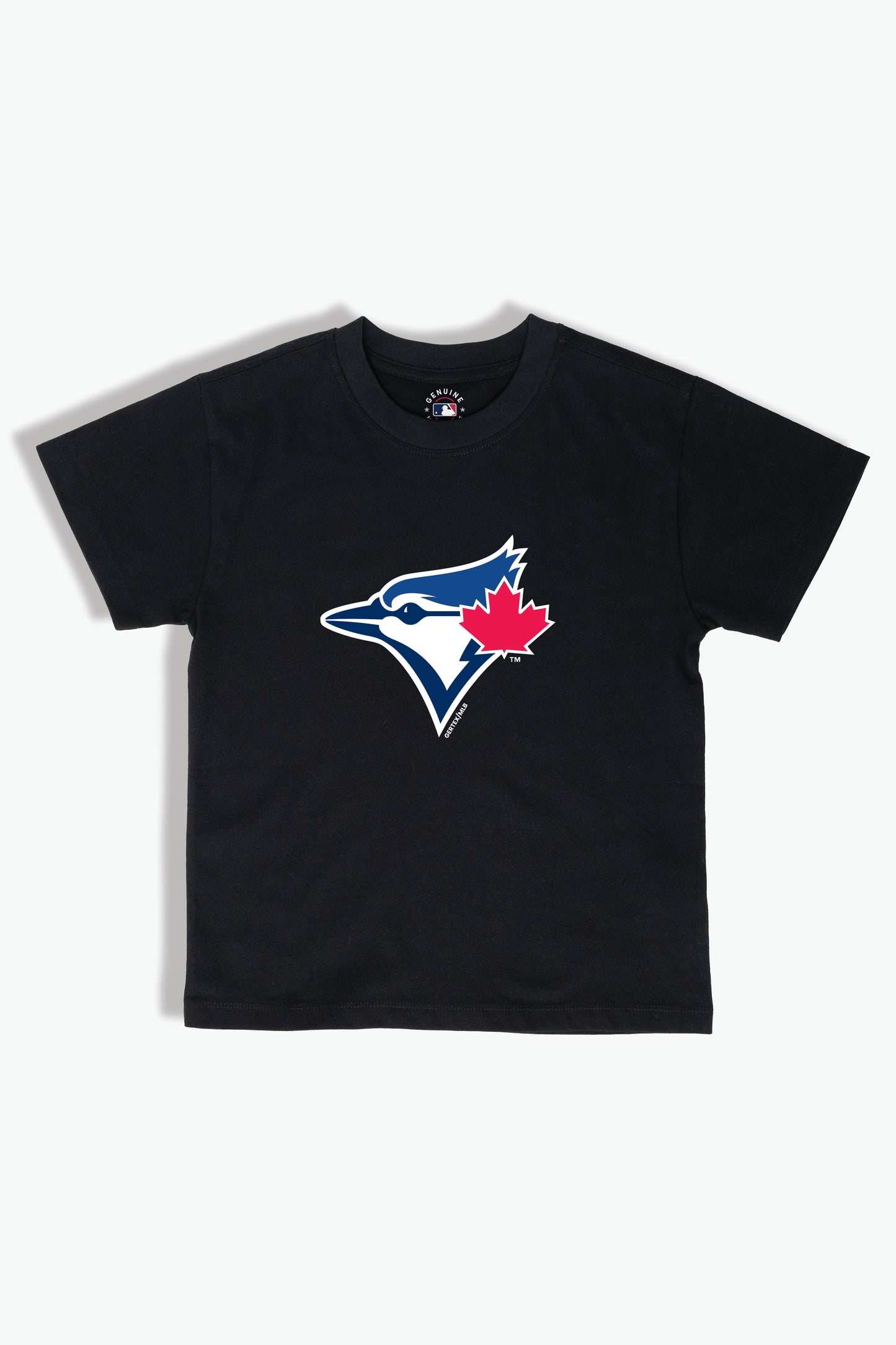 Toronto Blue Jays Kids T-Shirt MLB Youth Black Tee, Soft Combed Cotton, Boys & Girls S-XL