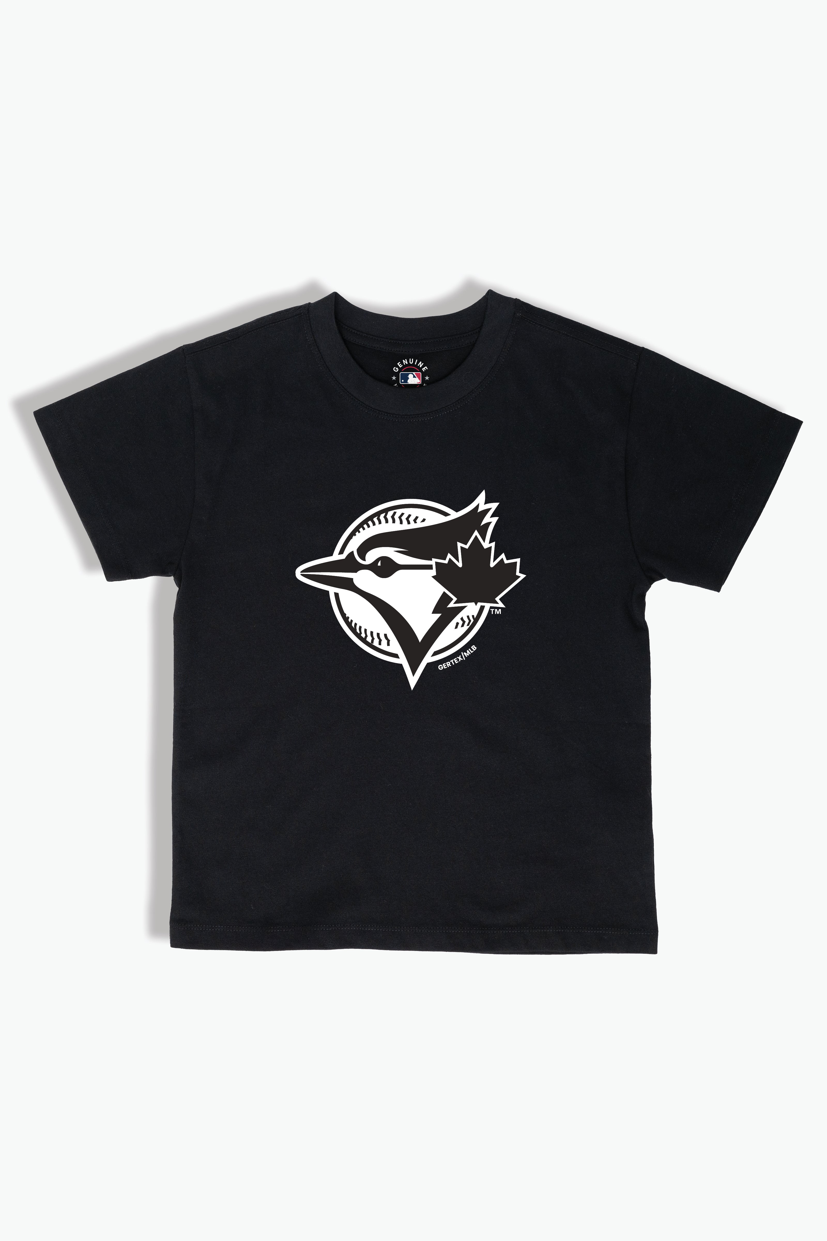 Toronto Blue Jays Kids T-Shirt MLB Youth Black Tee, Soft Combed Cotton, Boys & Girls S-XL